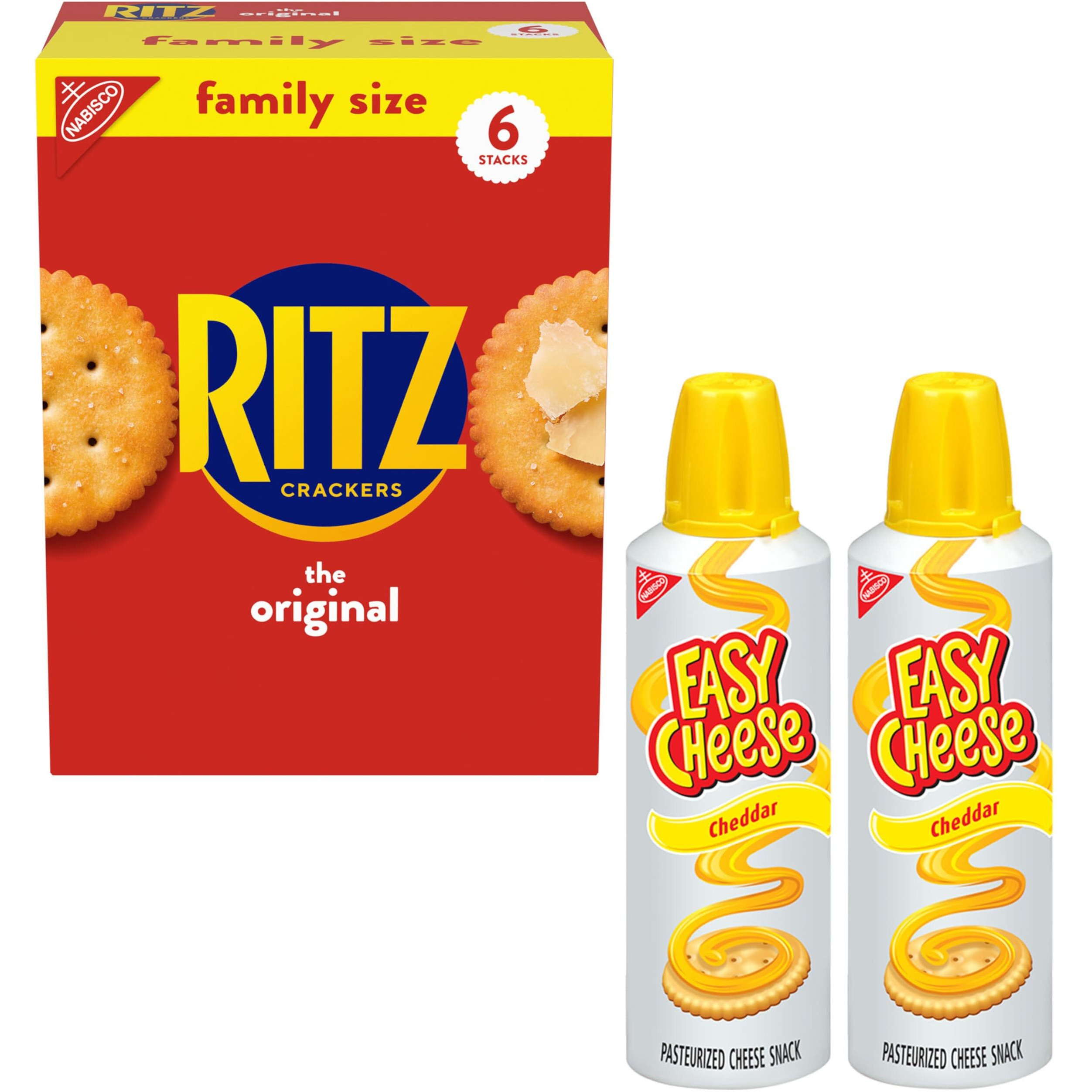 Ritz Original Crackers And Easy Cheese Cheddar Snack Variety Pack, 1 Family Size Box & 2 Cans