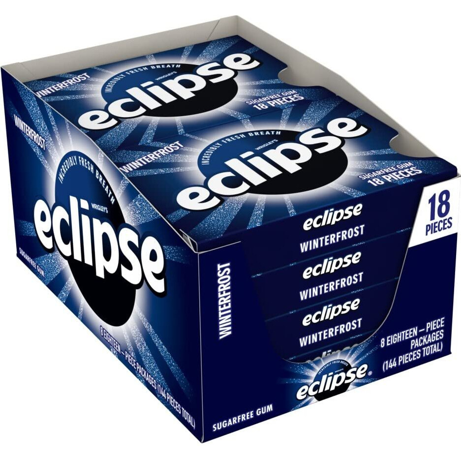 Eclipse Winterfrost Sugar Free Chewing Gum Bulk Pack, 18 Piece (Pack Of 8)