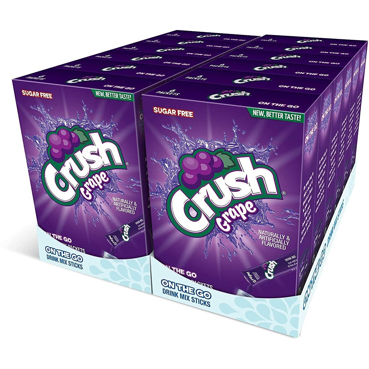 Crush- Powder Drink Mix - Sugar Free & Delicious (Grape, 72 Sticks)