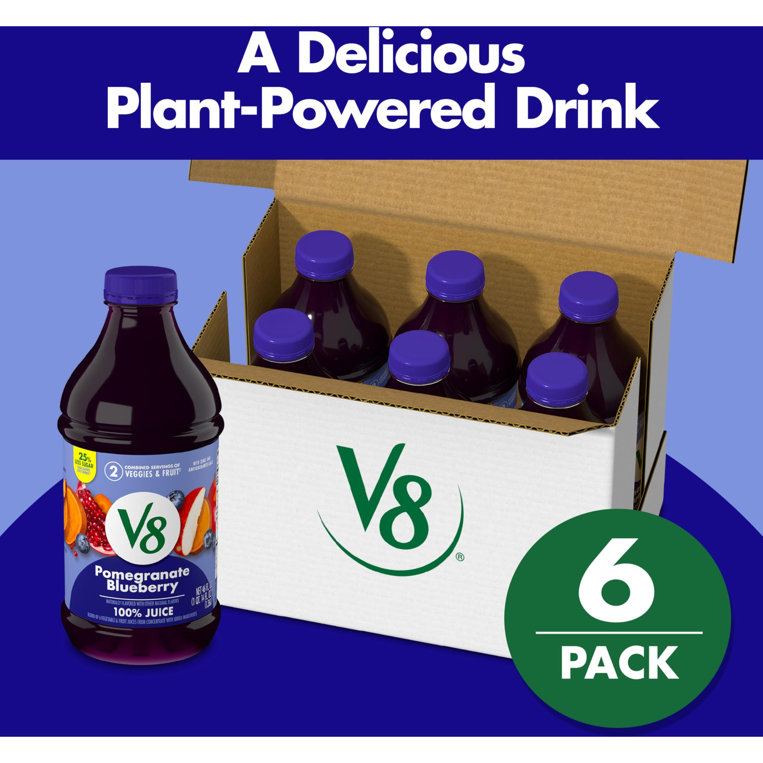 V8 Pomegranate Blueberry 100% Fruit And Vegetable Juice, 46 Fl Oz Bottle (6 Pack)