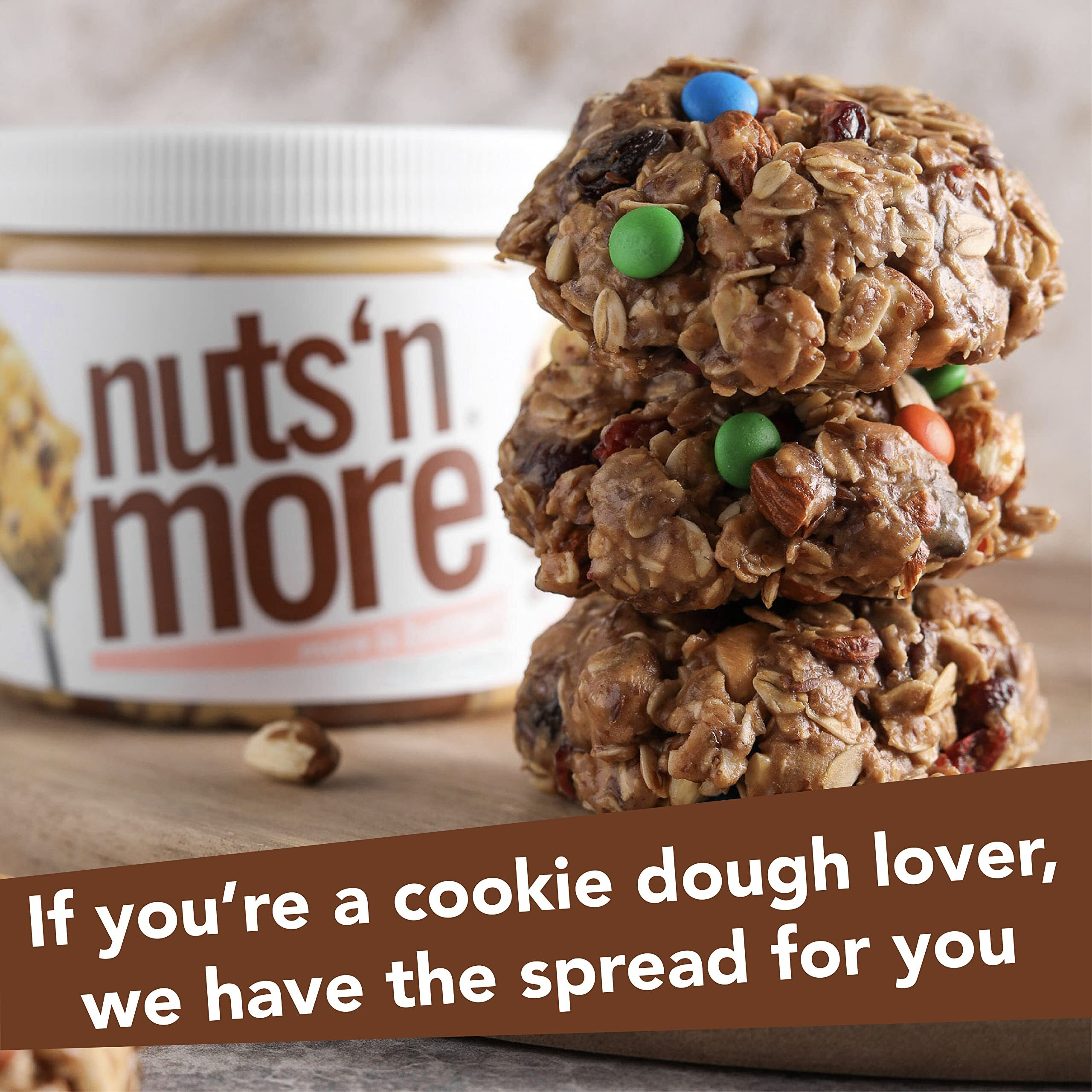Nuts N More Chocolate Chip Cookie Dough Peanut Butter Spread, Added Protein All Natural Snack, Low Carb, Low Sugar, Gluten Free, Non-Gmo, High Protein Flavored Nut Butter (15 Oz Jar)