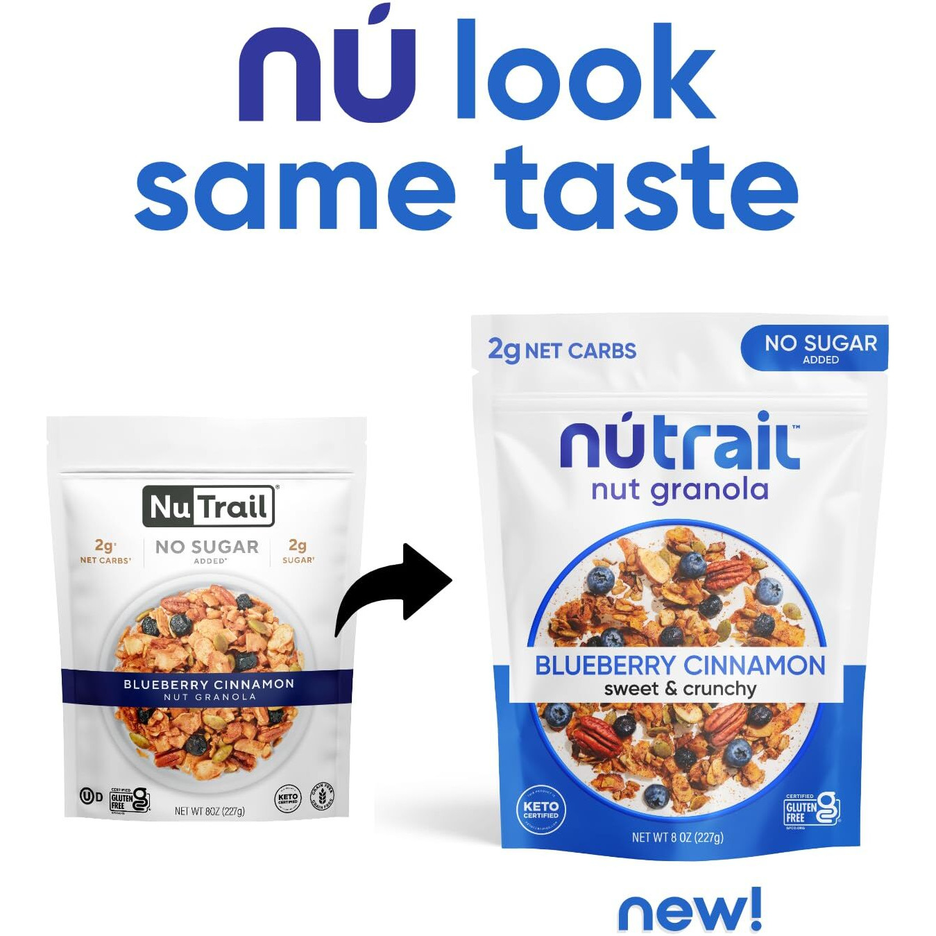 Nutrail Nut Granola Cereal, Blueberry Cinnamon, No Sugar Added, Gluten Free, Grain Free, Keto, Low Carb, Healthy Breakfast Cereal 8 Oz. 3 Count