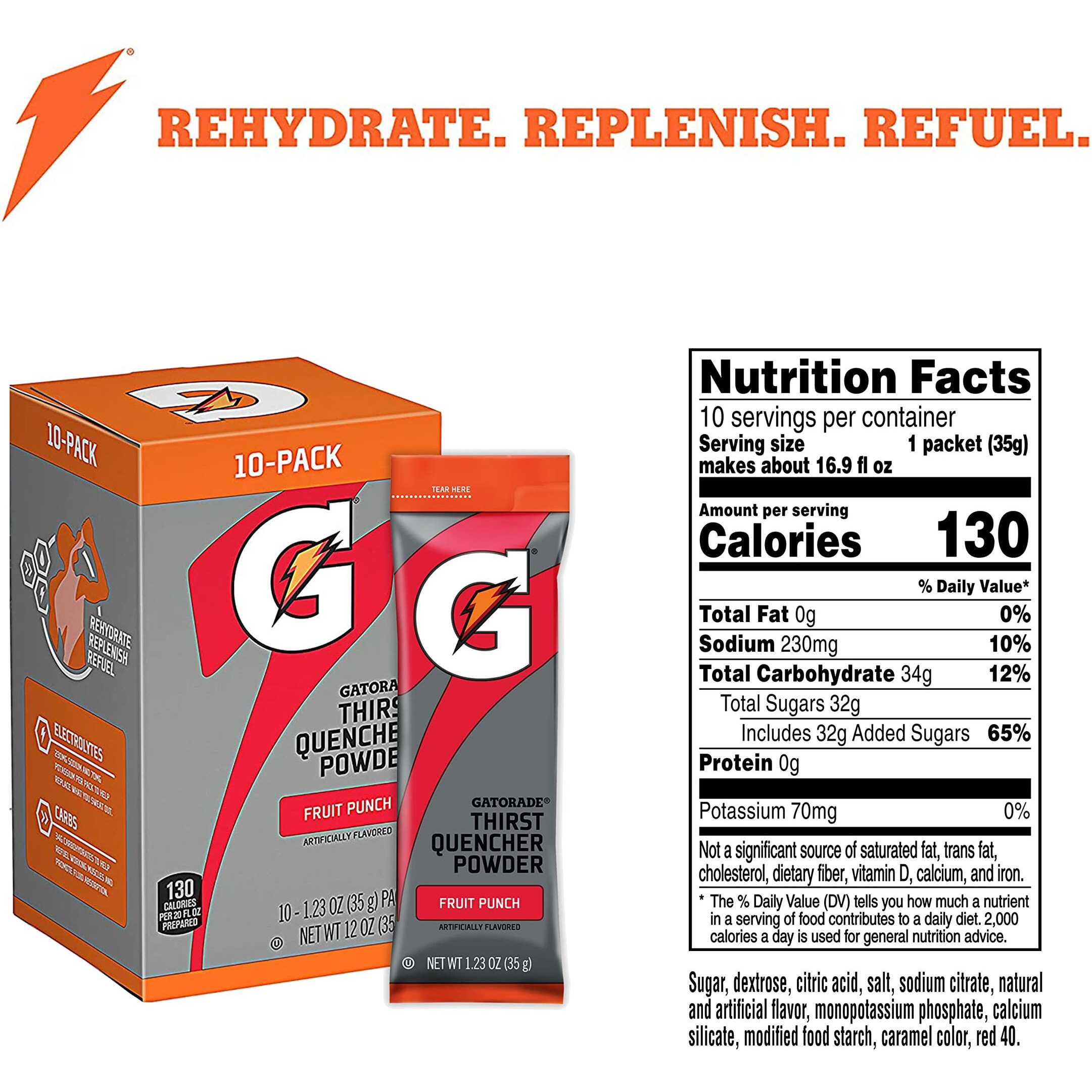 Gatorade Thirst Quencher Powder, Fruit Punch, 1.23Oz Packets, Makes 20 Ounces ,80 Count (Pack Of 1)