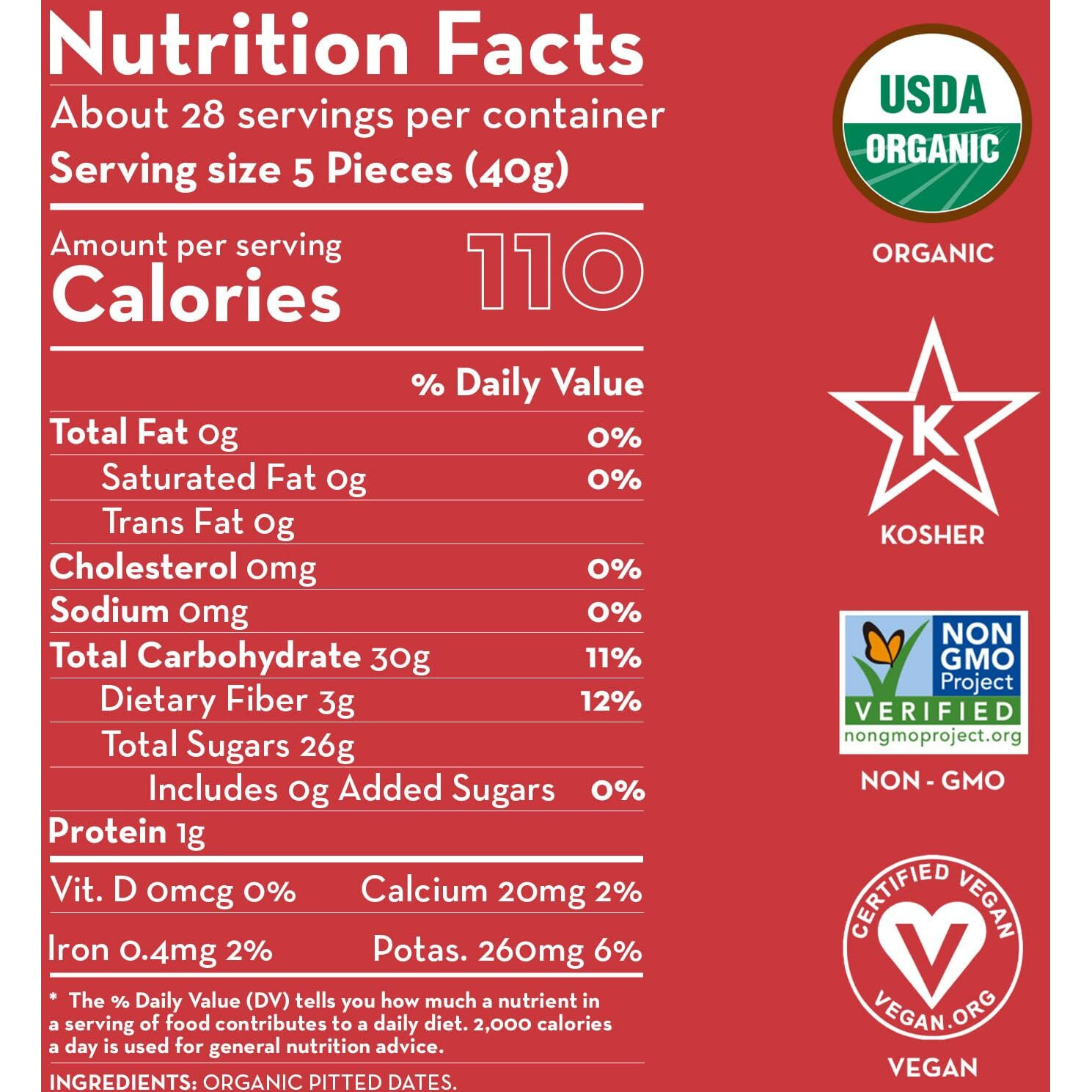 Sunny Fruit Organic Dried Pitted Deglet Nour Dates, 2.5 Pound Bulk Bag | Healthy, Sweet Snack | Organic, Non-Gmo, Vegan, Halal, Kosher, No Preservatives, No Sugar Added