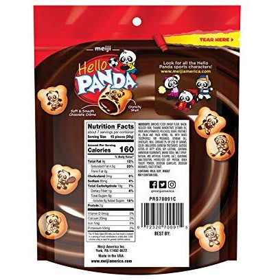 Meiji Hello Panda Cookies, Chocolate Crme Filled, Resealable Package - 7 Oz, Pack Of 6 - Bite Sized Cookies With Fun Panda Sports