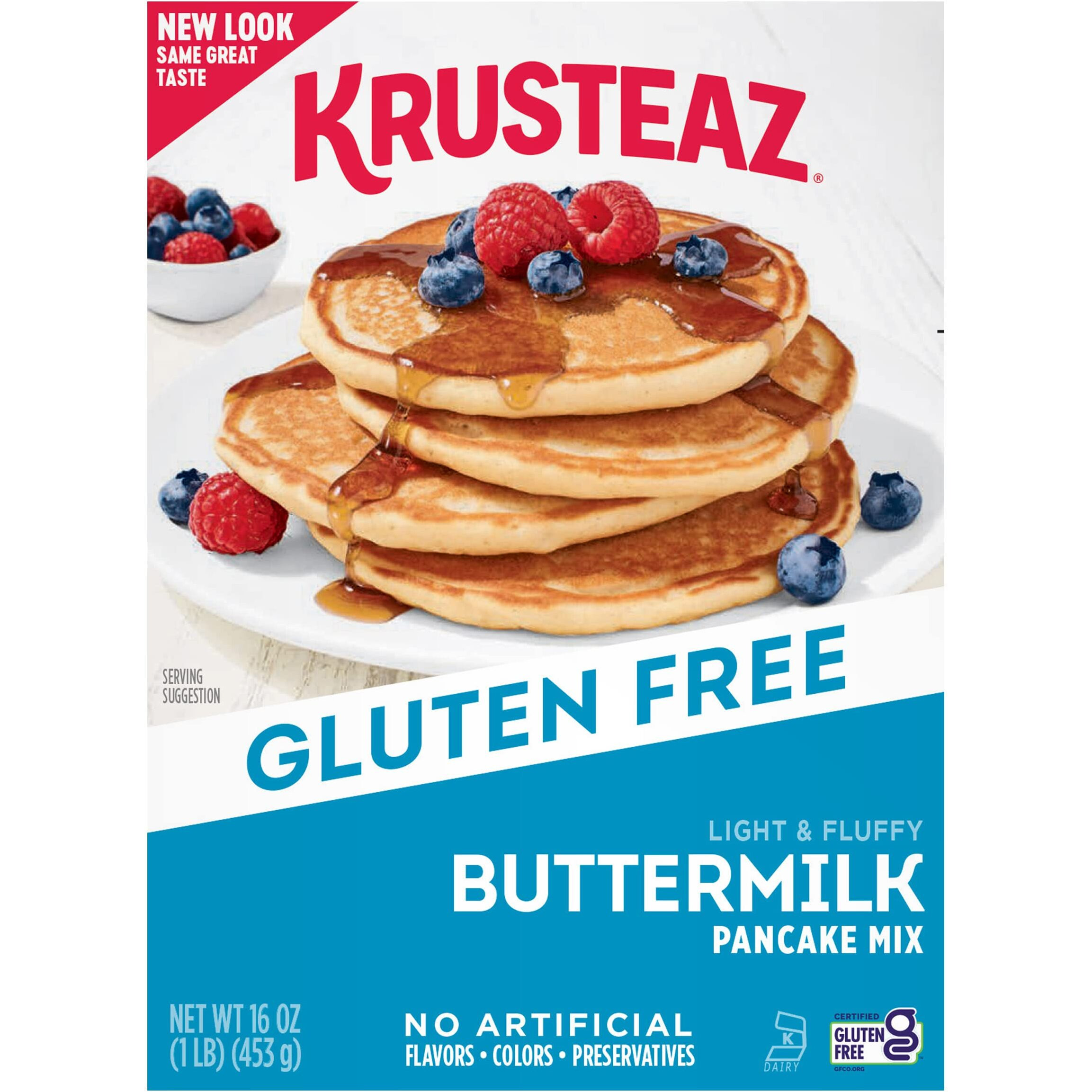 Krusteaz Gluten Free Buttermilk Pancake Mix, Light & Fluffy, 16 Oz Boxes (Pack Of 8)