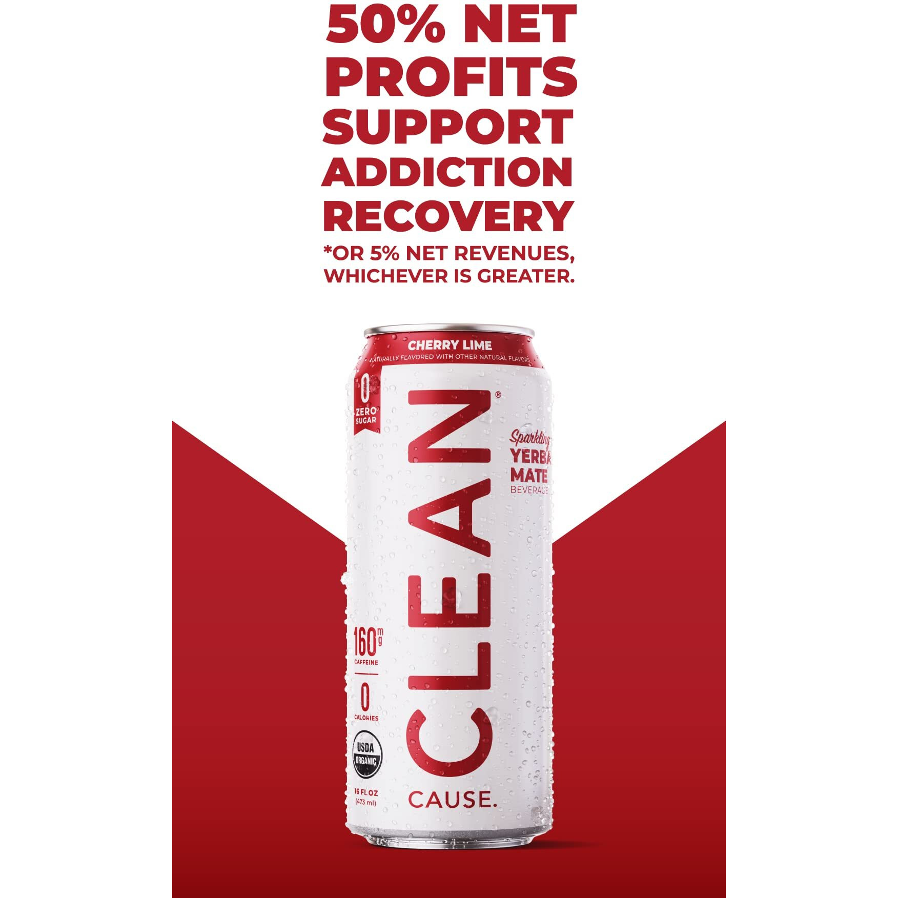 Clean Cause Zero Calorie Zero Sugar Cherry Lime Yerba Mate, Organic Energy Drink Alternative (16Oz Cans, 12-Pack Case) Zero Sugar, Keto Friendly, 160Mg Caffeine, Healthy Alternative To Soda & Energy Drinks.