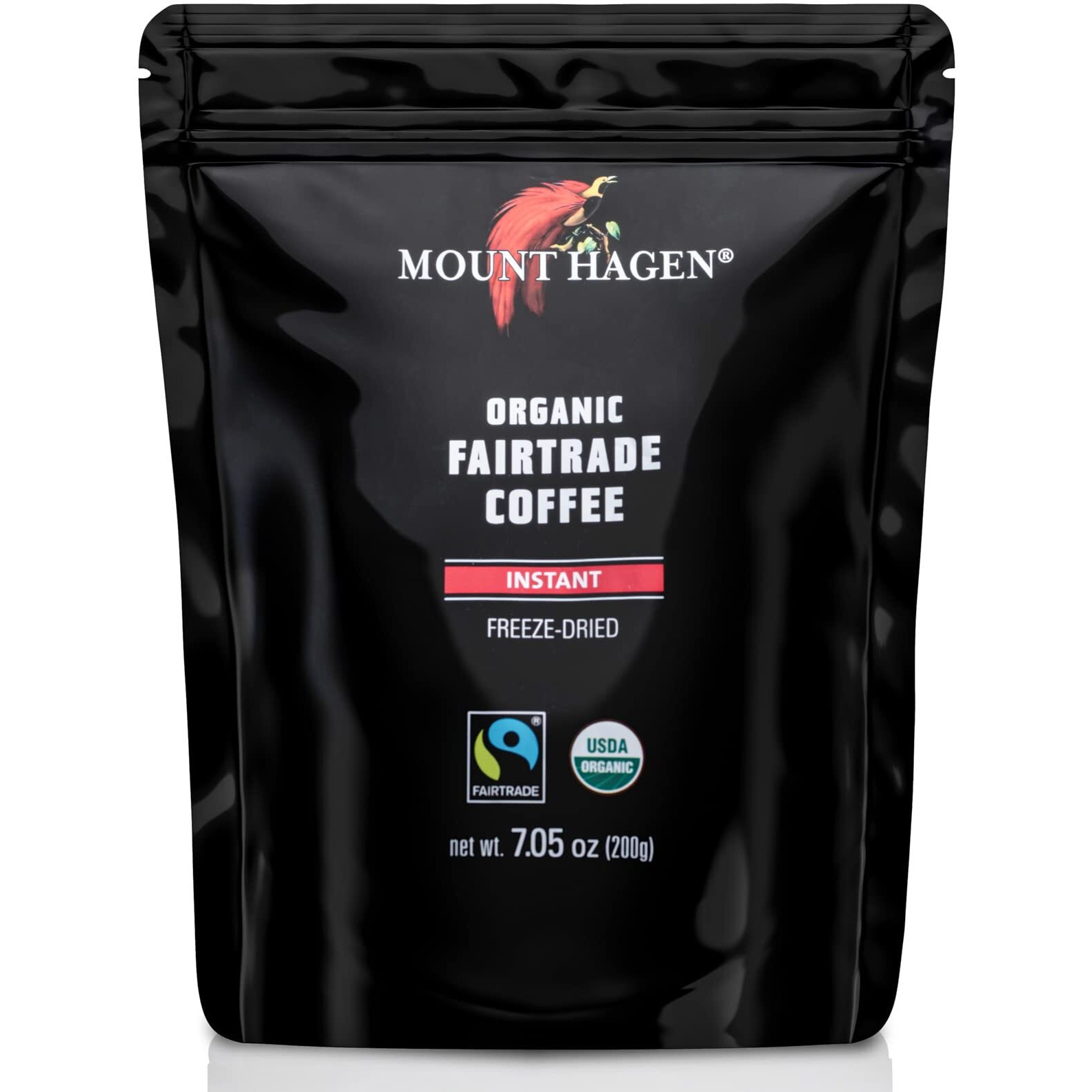 Mount Hagen 7.05Oz Organic Freeze Dried Instant Caffeinated + Decaffeinated Coffee Resealable Pouch Bags - 2 Pack | Eco-Friendly, Fair-Trade Coffee, Medium Roast Arabica Beans [2X7.05Oz]