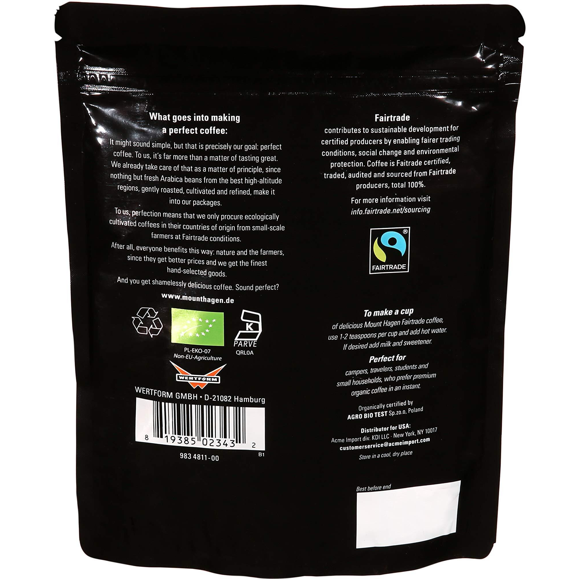 Mount Hagen 7.05Oz Organic Freeze Dried Instant Caffeinated + Decaffeinated Coffee Resealable Pouch Bags - 2 Pack | Eco-Friendly, Fair-Trade Coffee, Medium Roast Arabica Beans [2X7.05Oz]