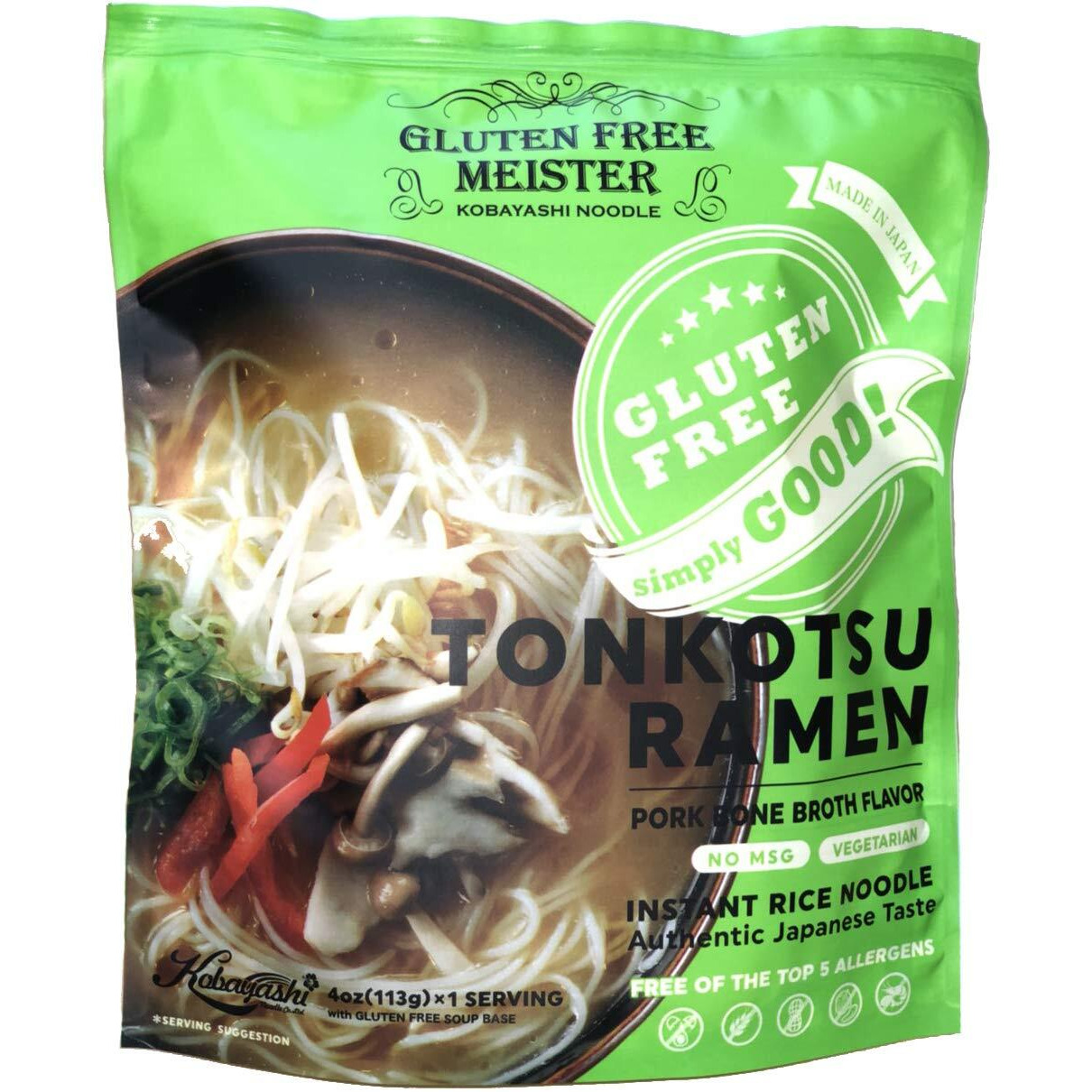 Gluten Free Meister Japanese Ramen - Tonkotsu, Shoyu, Miso Variety 6Pk (Vegan/Vegetarian)