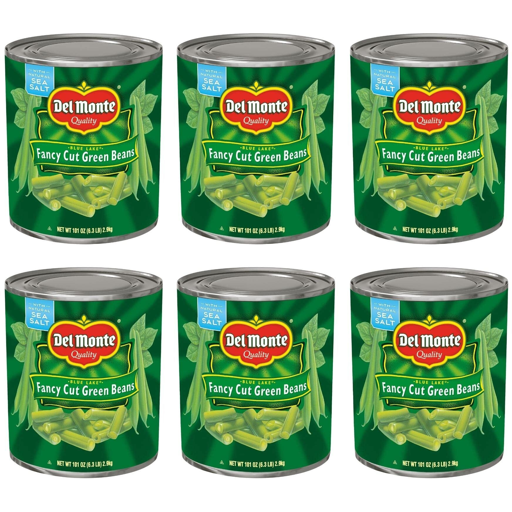 Del Monte Blue Lake Fancy Cut Green Beans, Canned Vegetables, 6 Pack, 101 Oz Can