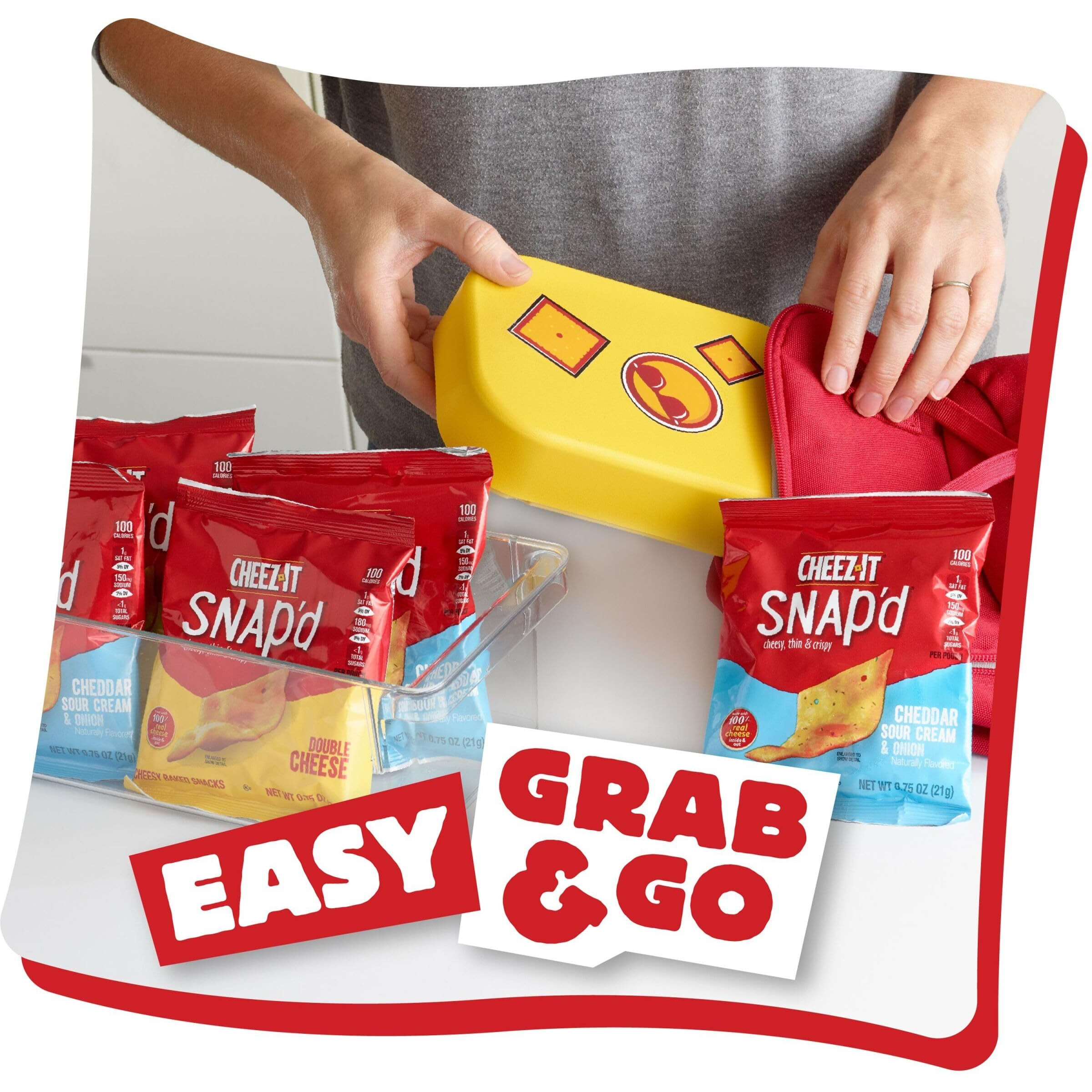 Cheez-It Snap'D Cheese Cracker Chips, Thin Crisps, Lunch Snacks, Variety Pack, 15Oz Box (20 Packs)