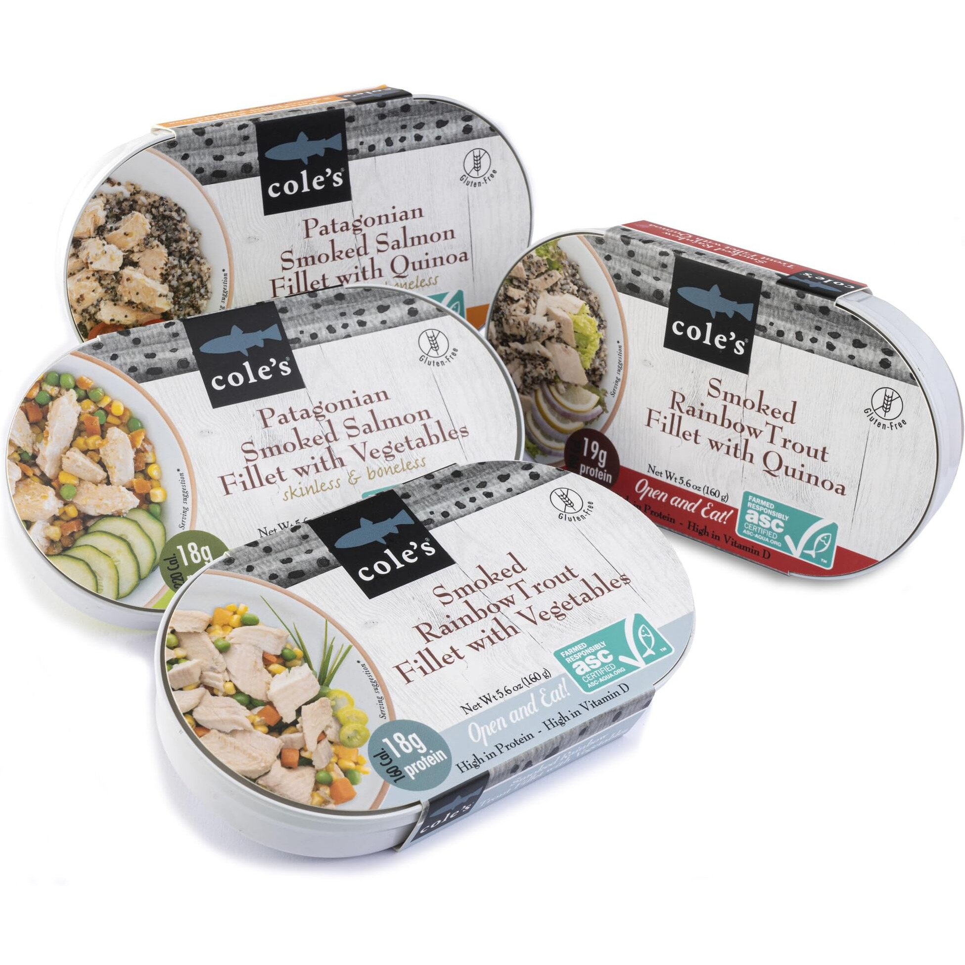 Coles Open & Eat Meals Variety Pack | 5.6 Oz Hand-Packed Smoked Salmon & Trout With Quinoa & Vegetables | Ready To Eat Meals | High Protein, 4 Cans