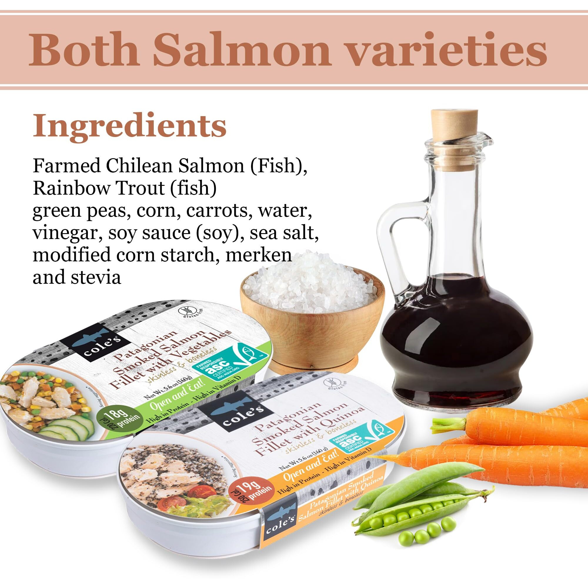 Coles Open & Eat Meals Variety Pack | 5.6 Oz Hand-Packed Smoked Salmon & Trout With Quinoa & Vegetables | Ready To Eat Meals | High Protein, 4 Cans