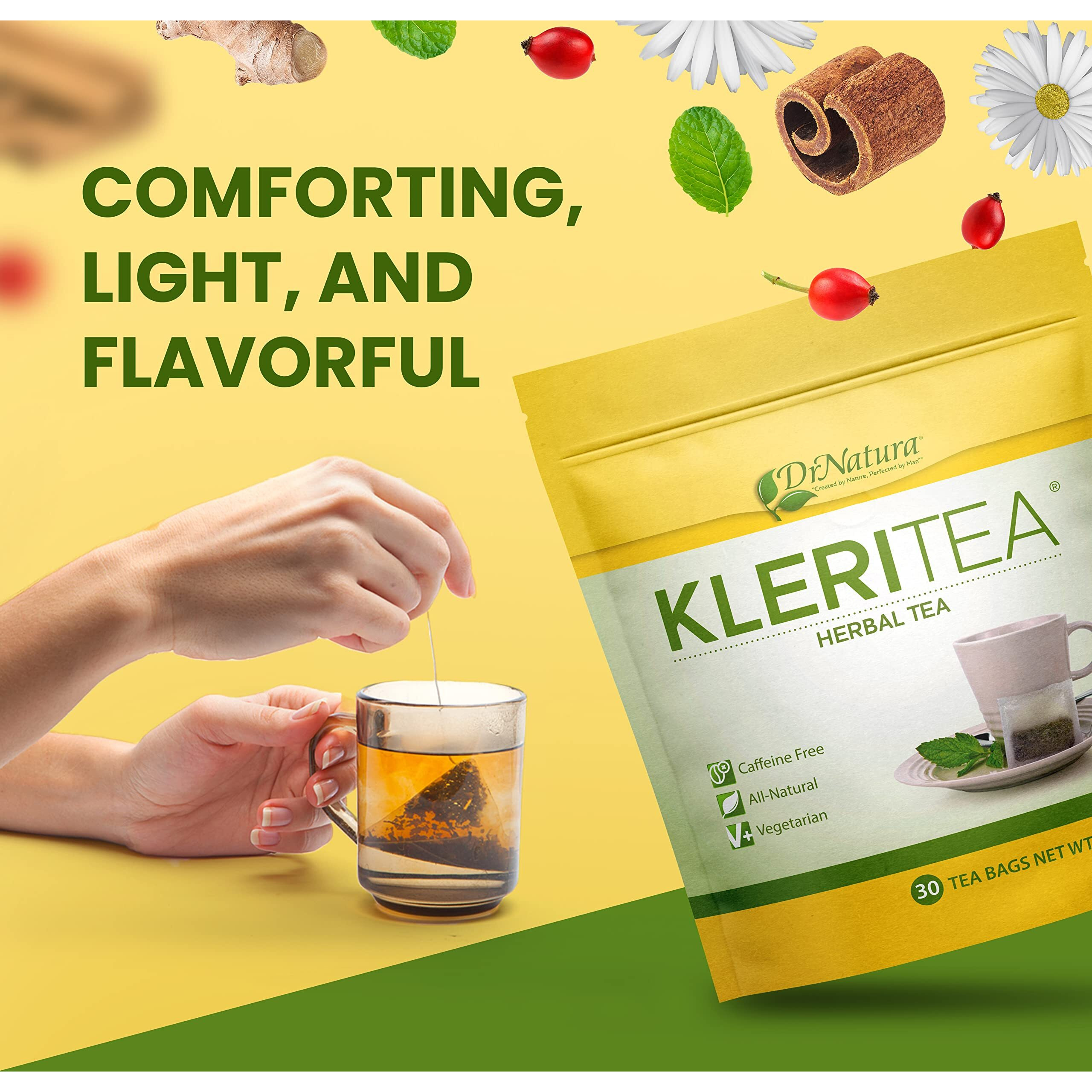 Drnatura Kleritea Herbal Tea, Caffeine-Free Herbal Tea For Gentle, Effective Bowel Stimulation - All Natural & Vegetarian, 30 Day Supply