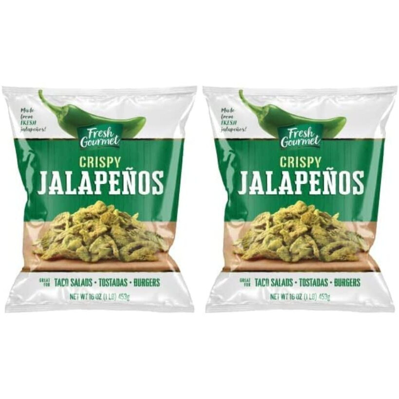 Fresh Gourmet Crispy Lightly Salted Jalapenos Crunchy Snack And Salad Topper 16 Ounce (Pack Of 2)