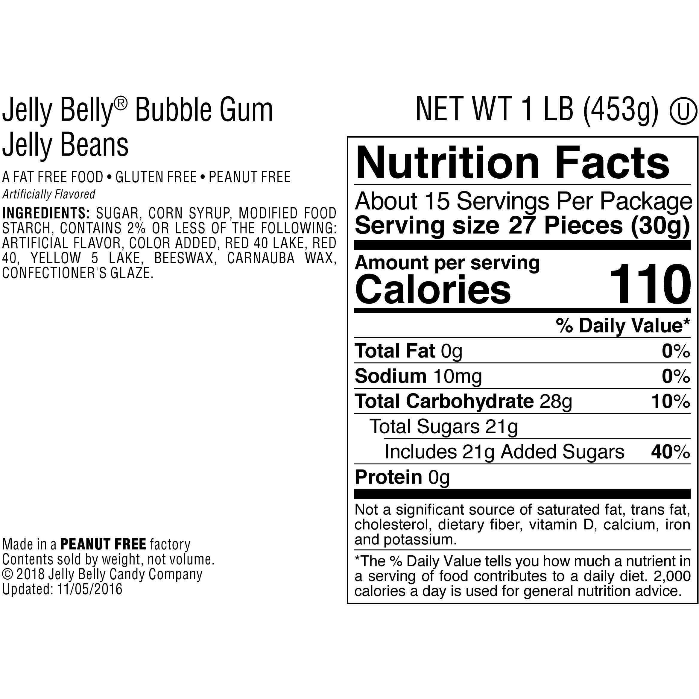 Jelly Belly Bubble Gum Jelly Beans - 1 Pound (16 Ounces) Resealable Bag - Genuine, Official, Straight From The Source