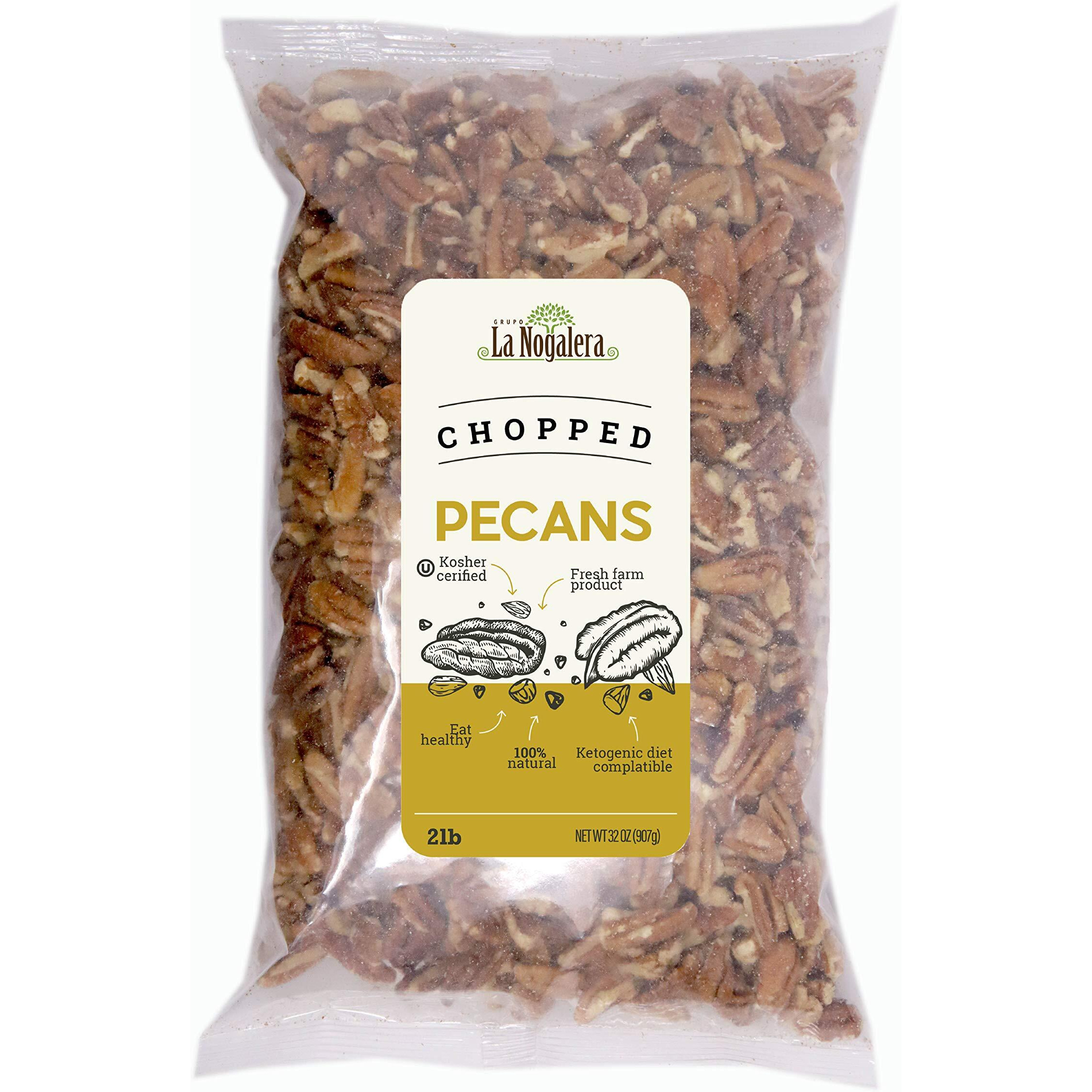 La Nogalera - 2 Lbs Chopped Shelled Pecans. Raw Pecan Nuts That Compare To Organic, No Shell, Non-Gmo, No Preservatives, Unpasteurized, Kosher And Halal Certified And Ketogenic Friendly