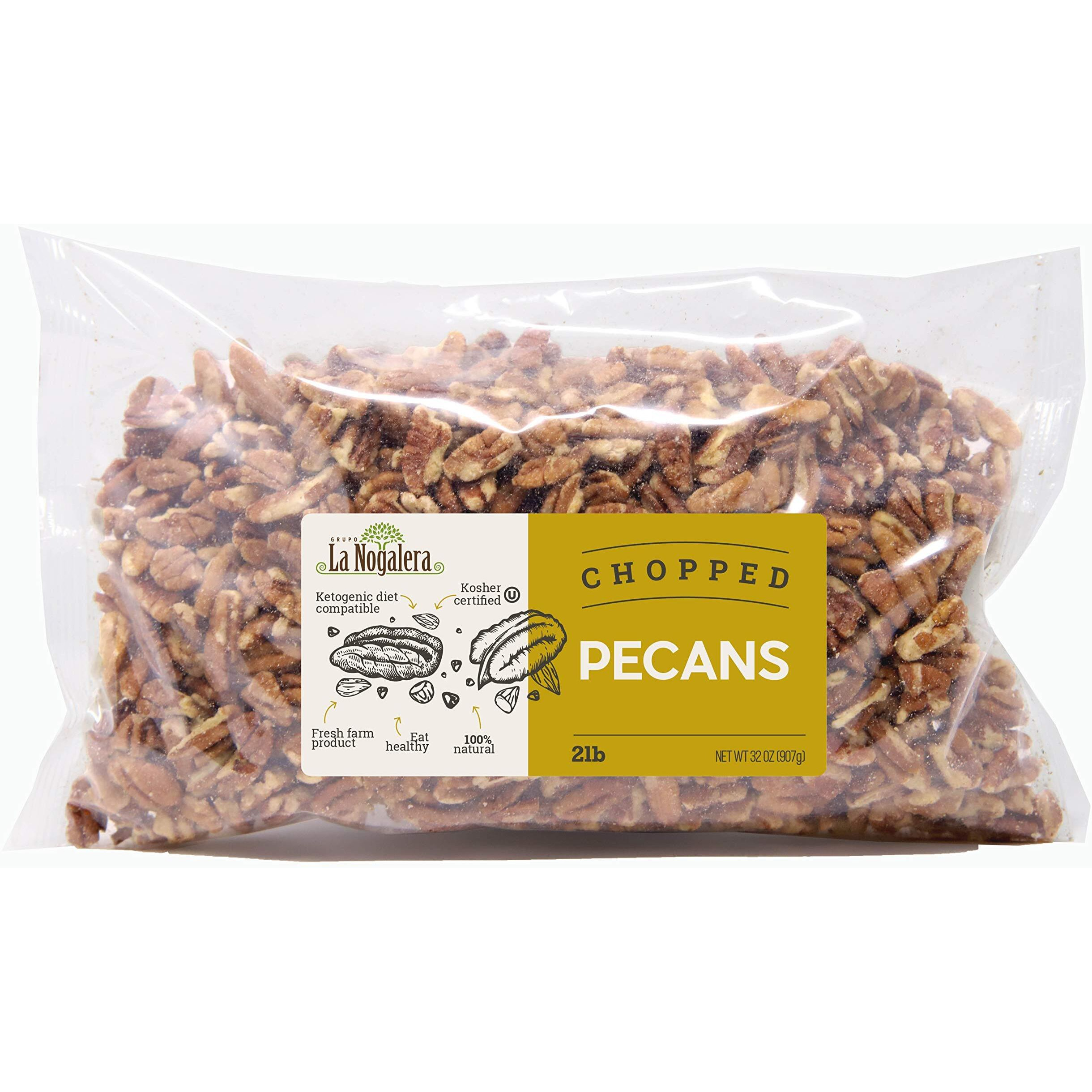 La Nogalera - 2 Lbs Chopped Shelled Pecans. Raw Pecan Nuts That Compare To Organic, No Shell, Non-Gmo, No Preservatives, Unpasteurized, Kosher And Halal Certified And Ketogenic Friendly