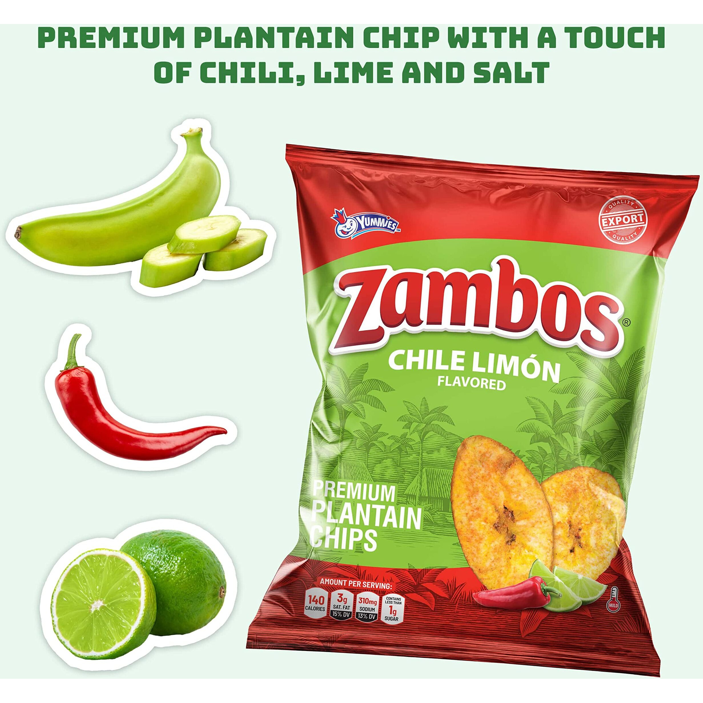 Zambos Plantain Chips Chile Limon (Pack Of 12)