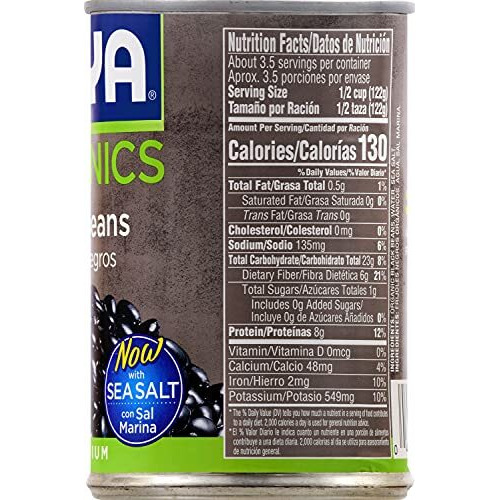 Goya Foods Organic Black Beans, Low Sodium With Sea Salt, 15.5 Ounce (Pack Of 8)