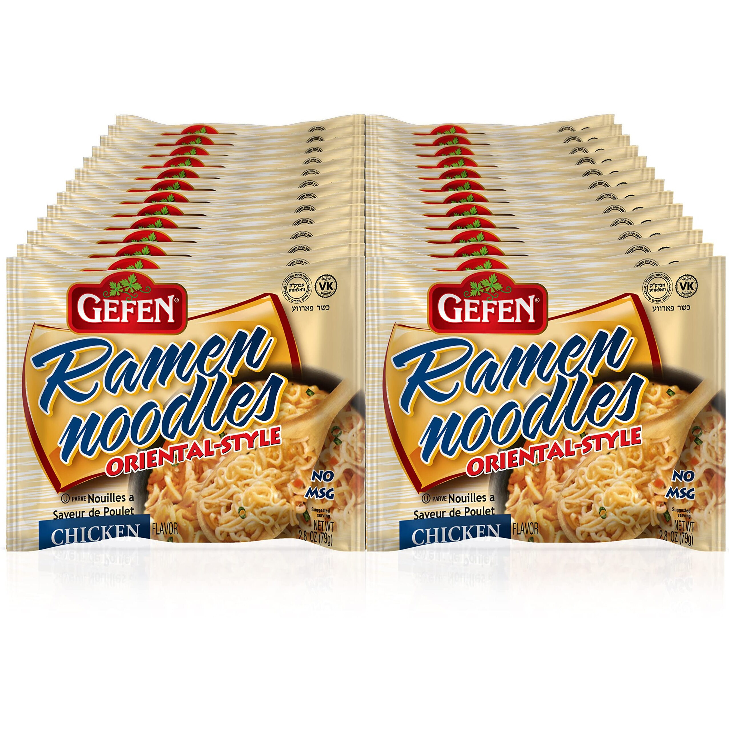 Gefen, Instant Ramen Noodles, No Msg Chicken Flavor, 3Oz (24 Pack) Meat Free, Certified Kosher