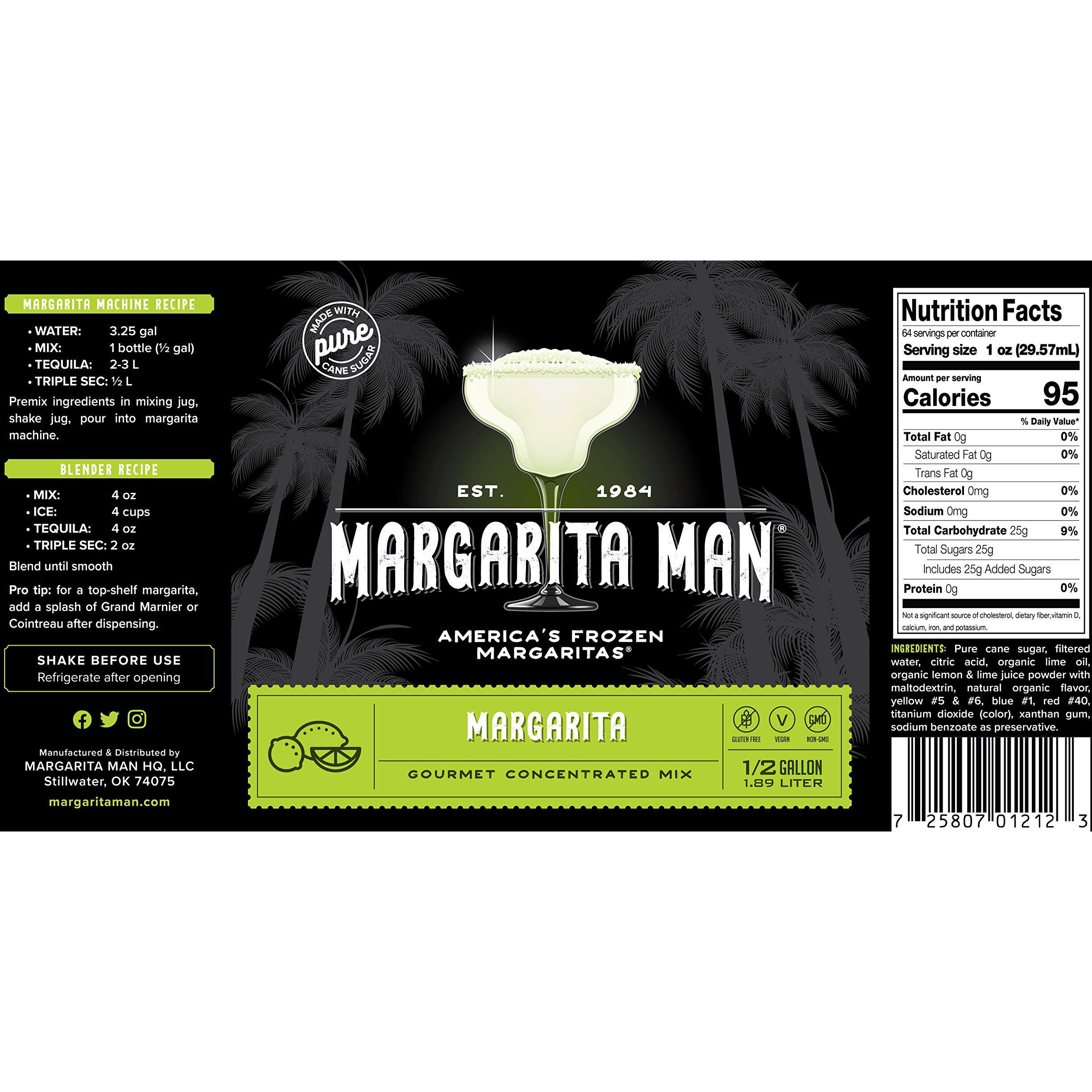 Margarita Man Margarita Mix Concentrate | 64Oz Bottle, Makes 75 Drinks | Bars, Restaurants, At Home | Pure Cane Sugar