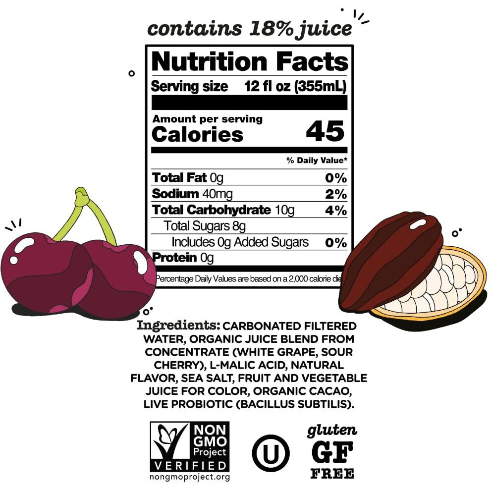 Culture Pop Soda Sparkling Probiotic Drink, Vegan Soda For Gut Health, Non-Gmo, Gf, No Added Sugar, 12 Pack, 12 Fl Oz Cans, Black Cherry