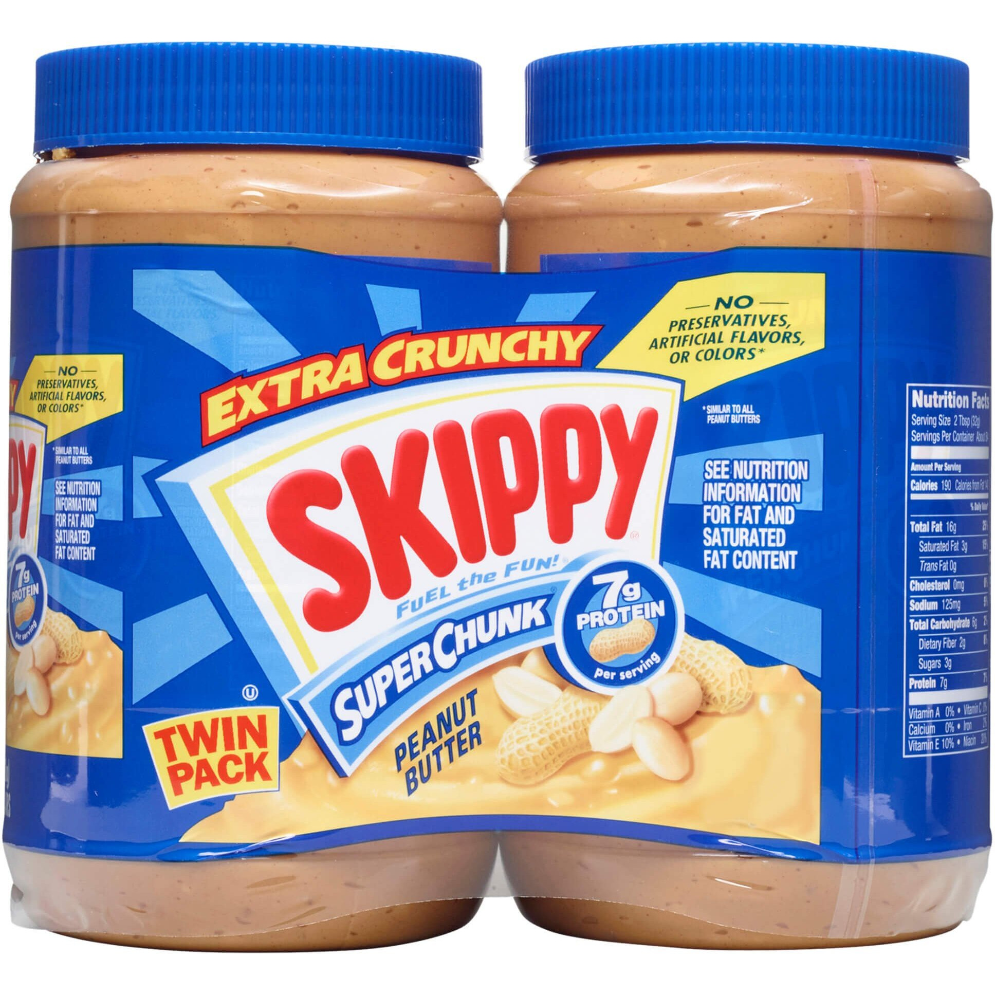 Skippy Peanut Butter, Super Chunky, 40 Ounce Twin Pack