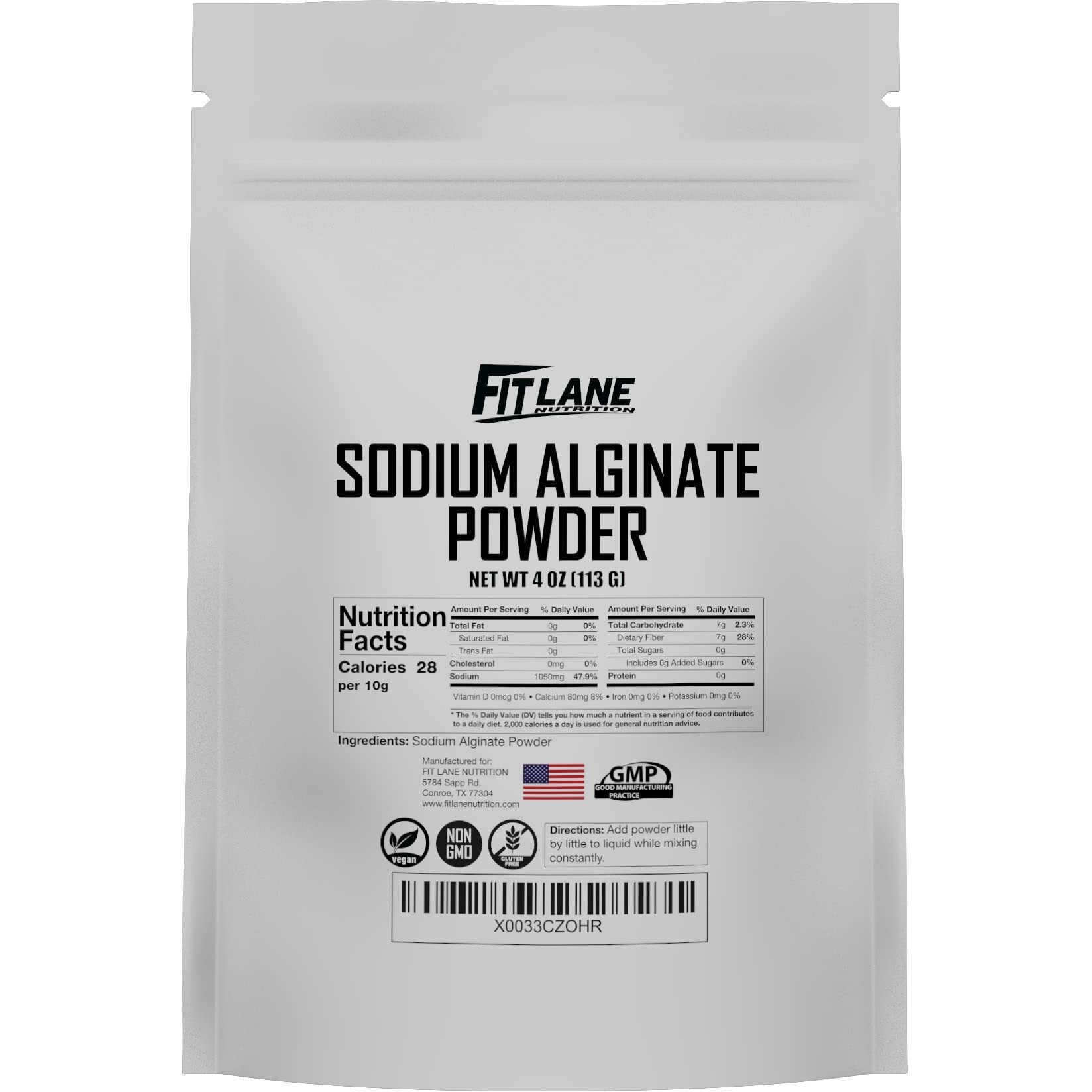 Sodium Alginate Powder 4 Oz, Pure Food Grade Bulk Powder For Thickening, Premium Molecular Gastronomy Ingredient - Non-Gmo And Vegan - By Fit Lane Nutrition