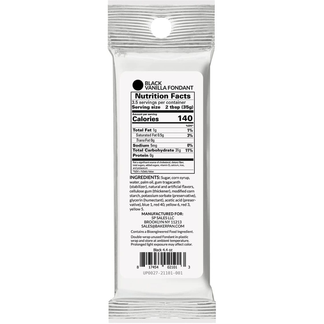 Bakerpan Premium Rolled Black Fondant For Cake Decorating, Vanilla Flavor - 4.4 Ounces (Made In Usa)