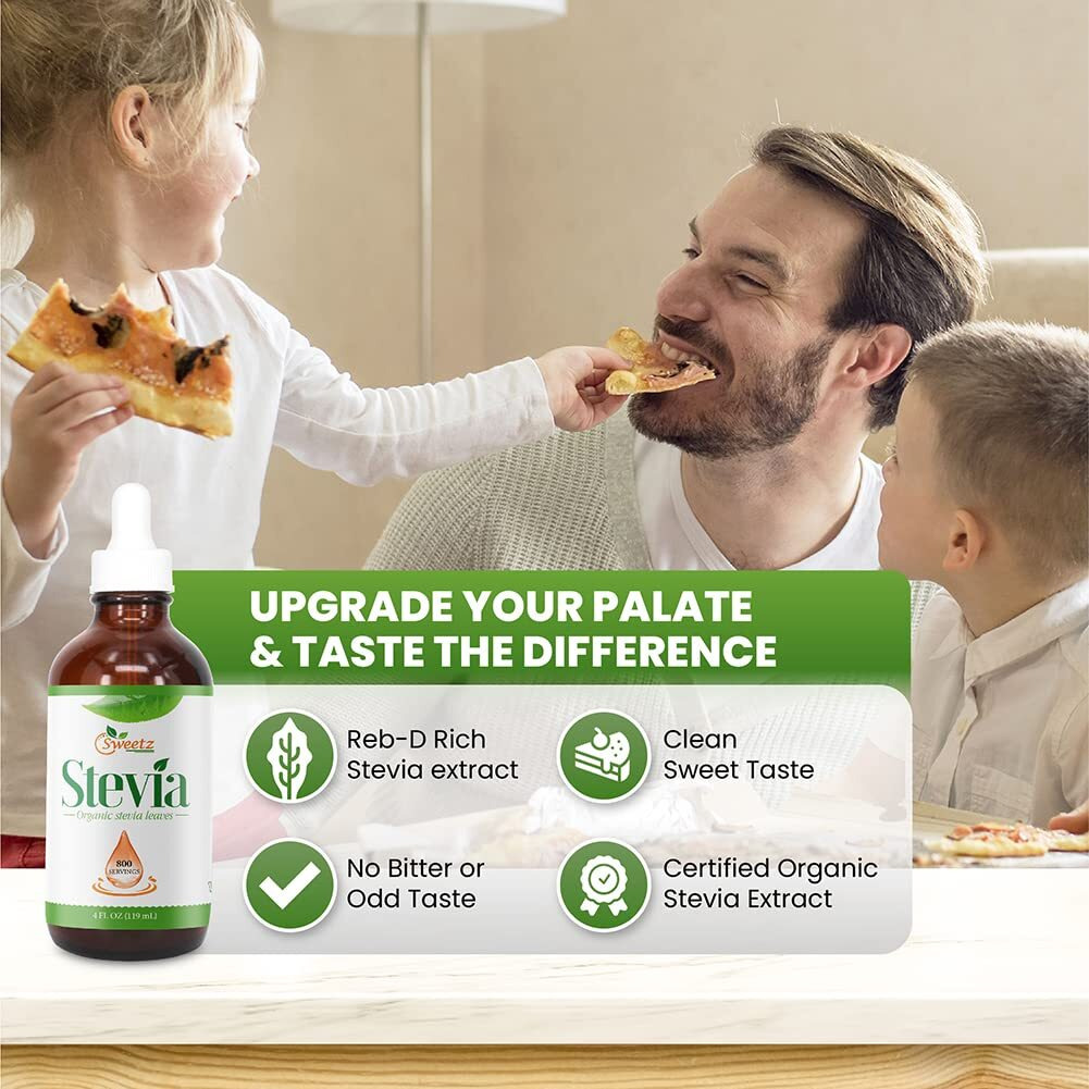 G-Sweetz Liquid Stevia -Stevia Sweet Drops - Made From Reb-D Rich Organic Stevia Extract - Concentrated Liquid Stevia Sweetener For Drinks, Food, And Pastries, No Calories, And No Carbs - 16 Fl Oz (3200 Servings)