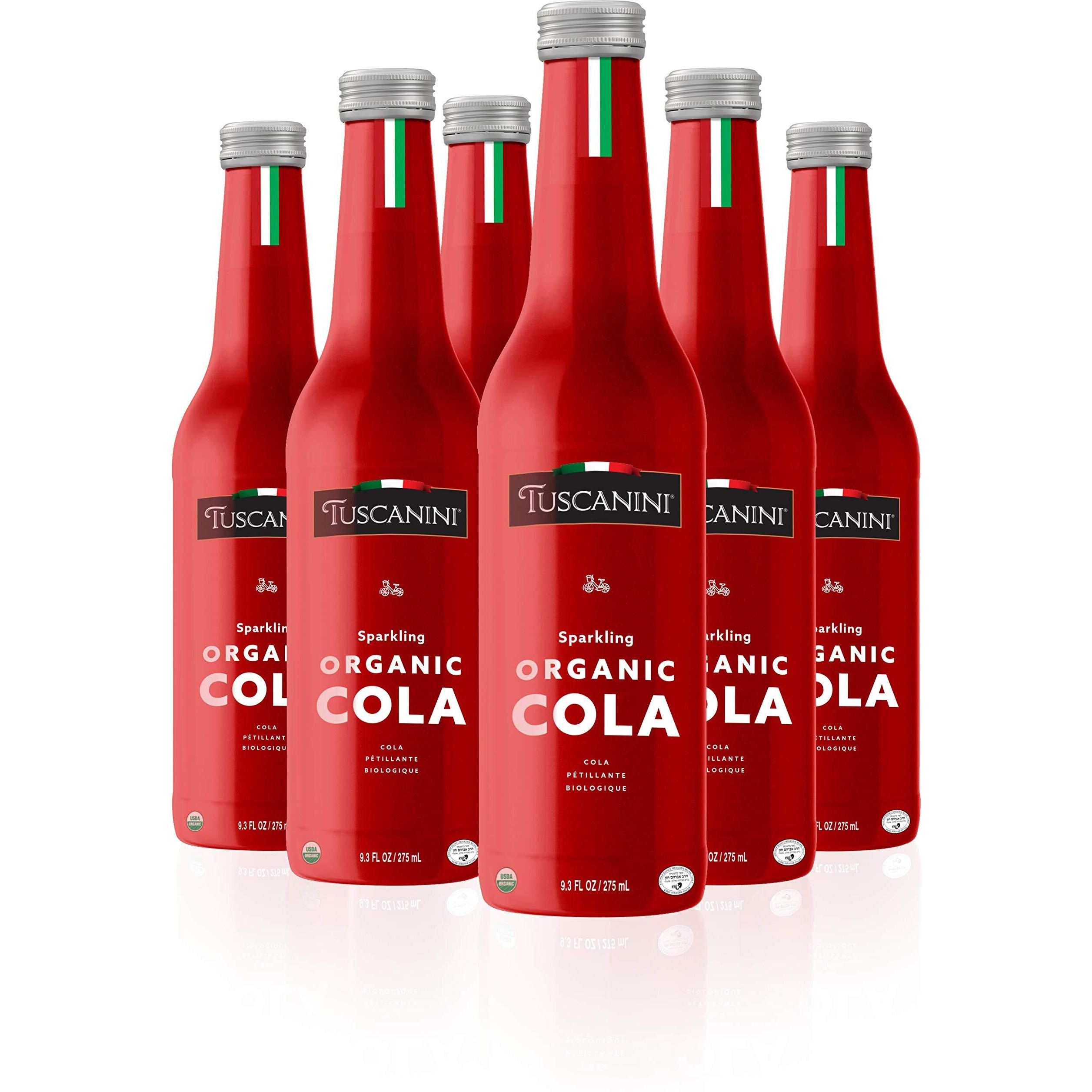 Tuscanini Authentic Organic Cola Soda 9.3Oz (6 Pack) Naturally Caffeine Free, Elegant Glass Bottle, Great Tasting, Chemical Free