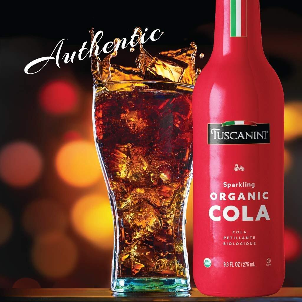 Tuscanini Authentic Organic Cola Soda 9.3Oz (6 Pack) Naturally Caffeine Free, Elegant Glass Bottle, Great Tasting, Chemical Free