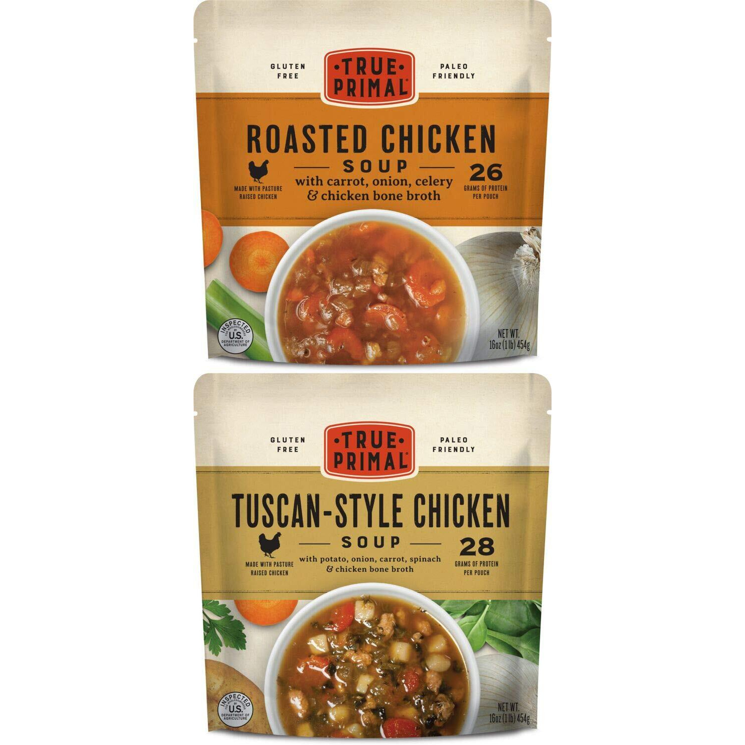 True Primal Roasted/Tuscan Chicken Variety 8-Pack, Ready To Eat, Gluten Free, Paleo, Pastured Chicken, Whole30, Keto, Bone Broth