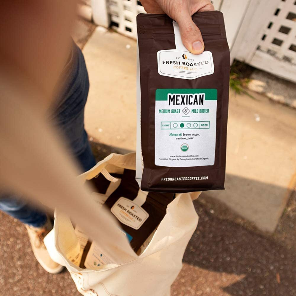 Fresh Roasted Coffee, Organic Mexican, 12 Oz, Medium Roast, Kosher, Mold & Mycotoxin Tested, Ground