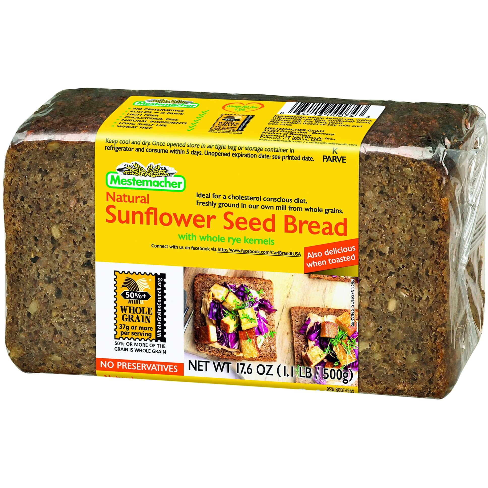 Mestemacher Bread, Sunflower Seed, 1.1 Pound (Pack Of 12)
