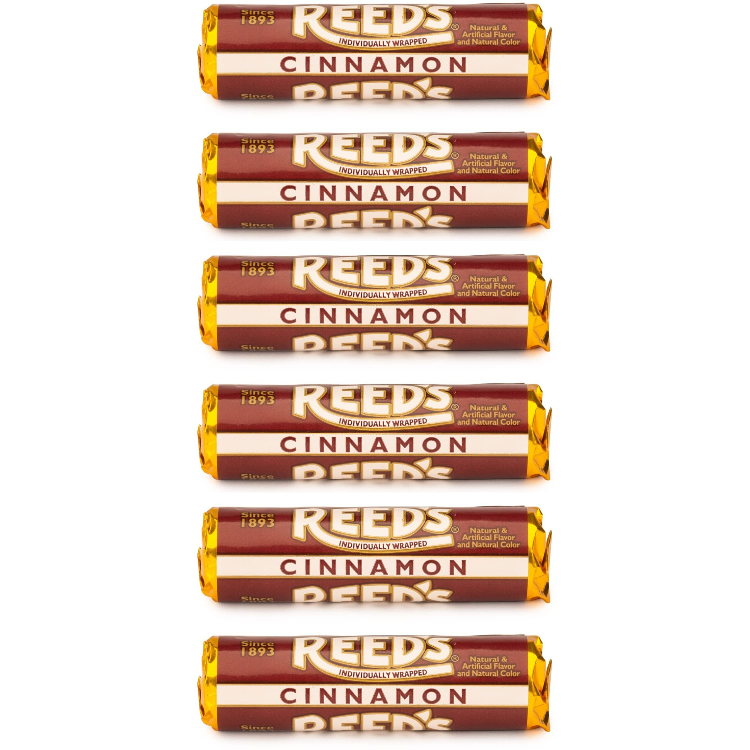 Reeds Individually Wrapped Cinnamon Candy Rolls | Six Rolls | Traditional Hard Candy | Reeds Classic Hard Candy Brought To You By Iconic Candy | Six Rolls (1.01Oz Pack Of 6)