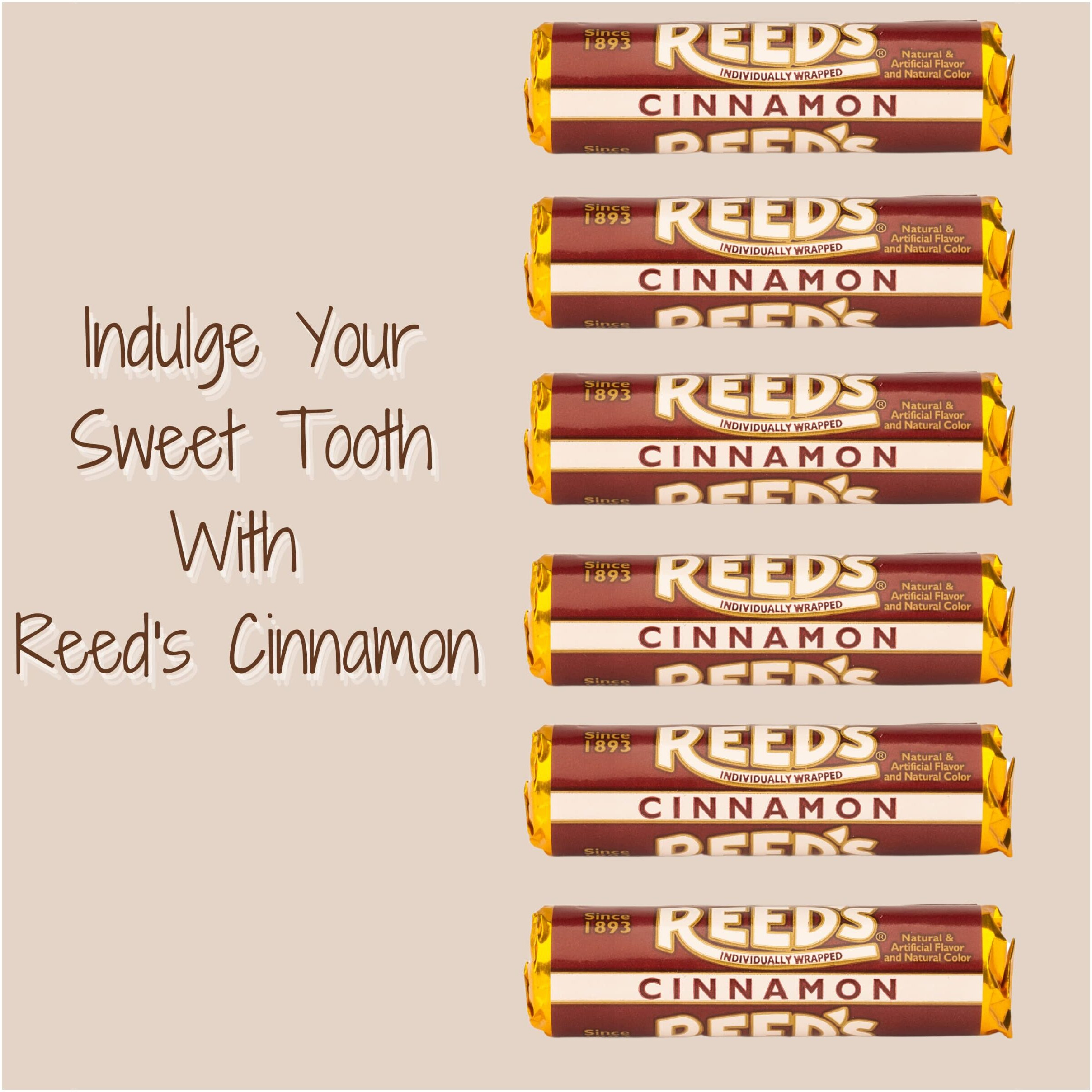 Reeds Individually Wrapped Cinnamon Candy Rolls | Six Rolls | Traditional Hard Candy | Reeds Classic Hard Candy Brought To You By Iconic Candy | Six Rolls (1.01Oz Pack Of 6)