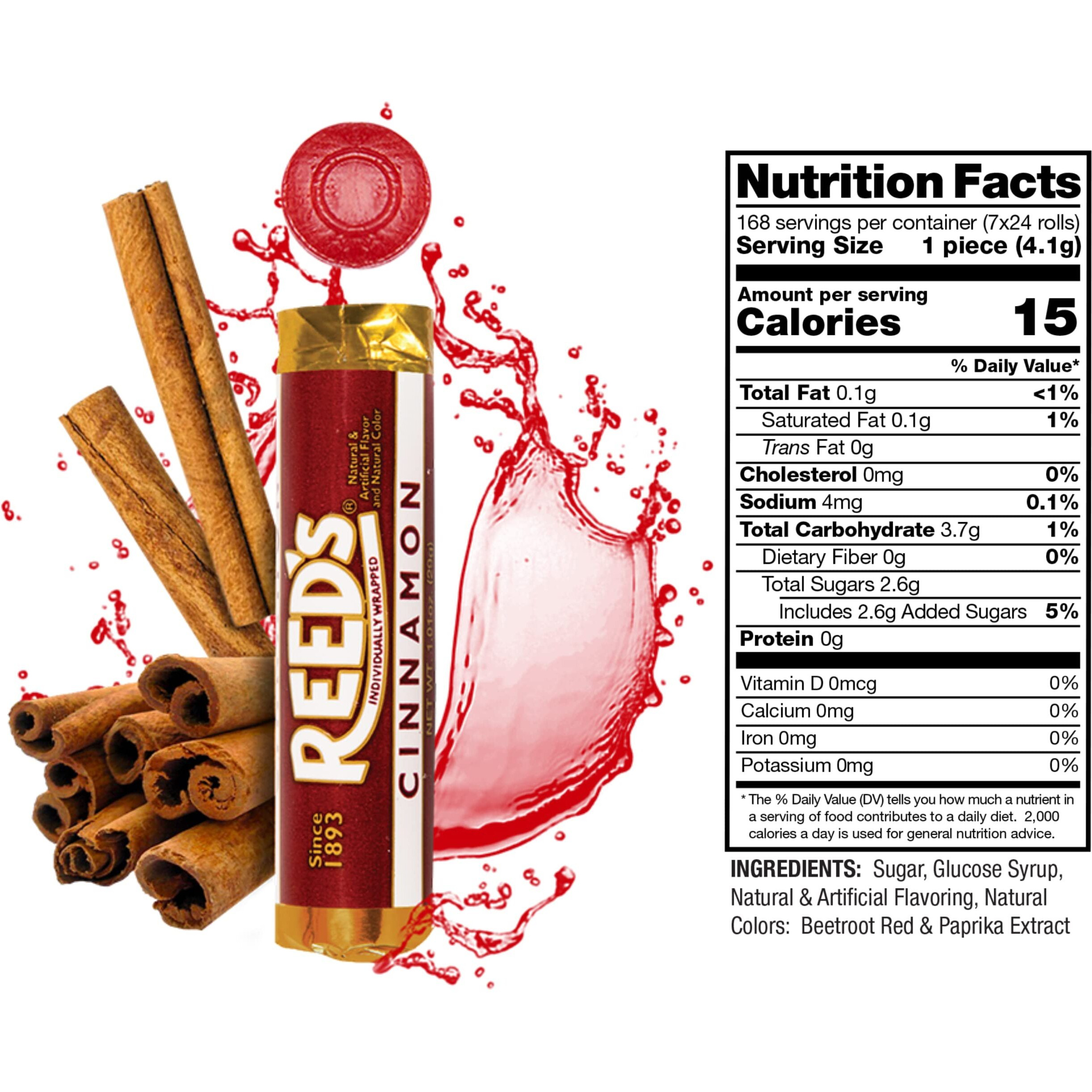 Reeds Individually Wrapped Cinnamon Candy Rolls | Six Rolls | Traditional Hard Candy | Reeds Classic Hard Candy Brought To You By Iconic Candy | Six Rolls (1.01Oz Pack Of 6)