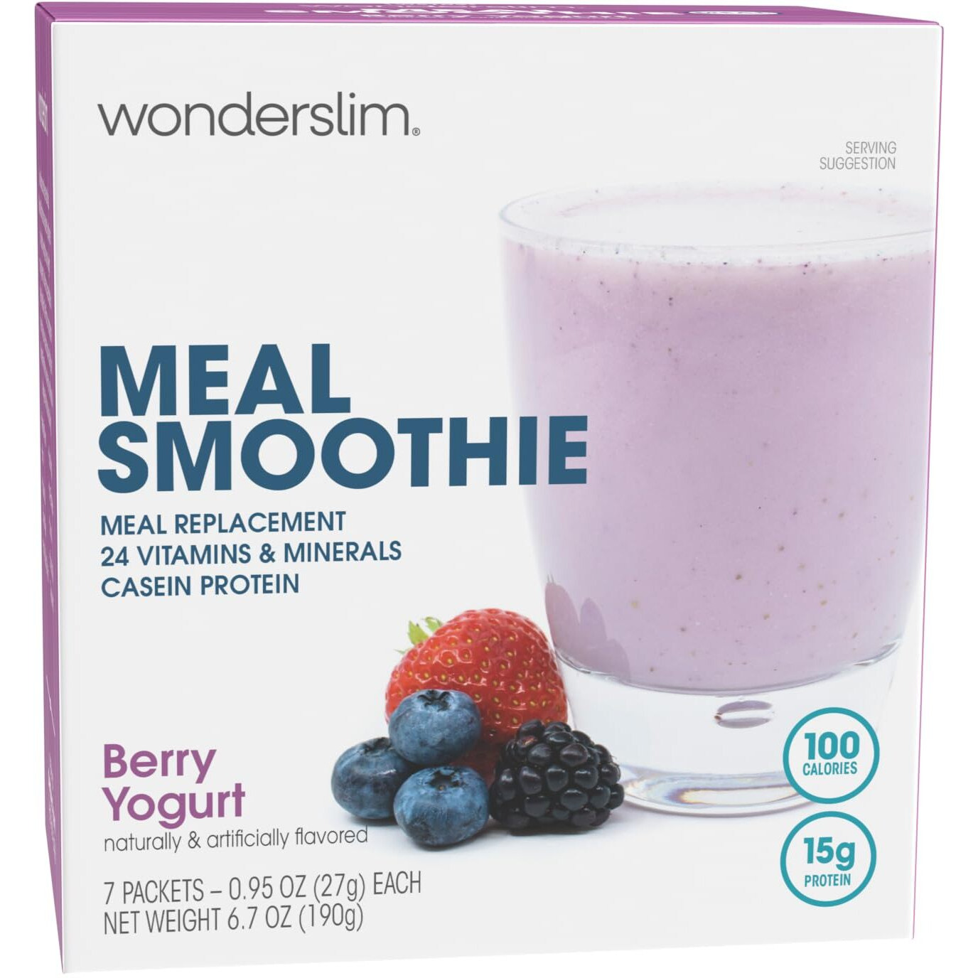 Wonderslim Meal Replacement Smoothie, Berry Yogurt, 15G Protein, Gluten Free (7Ct)
