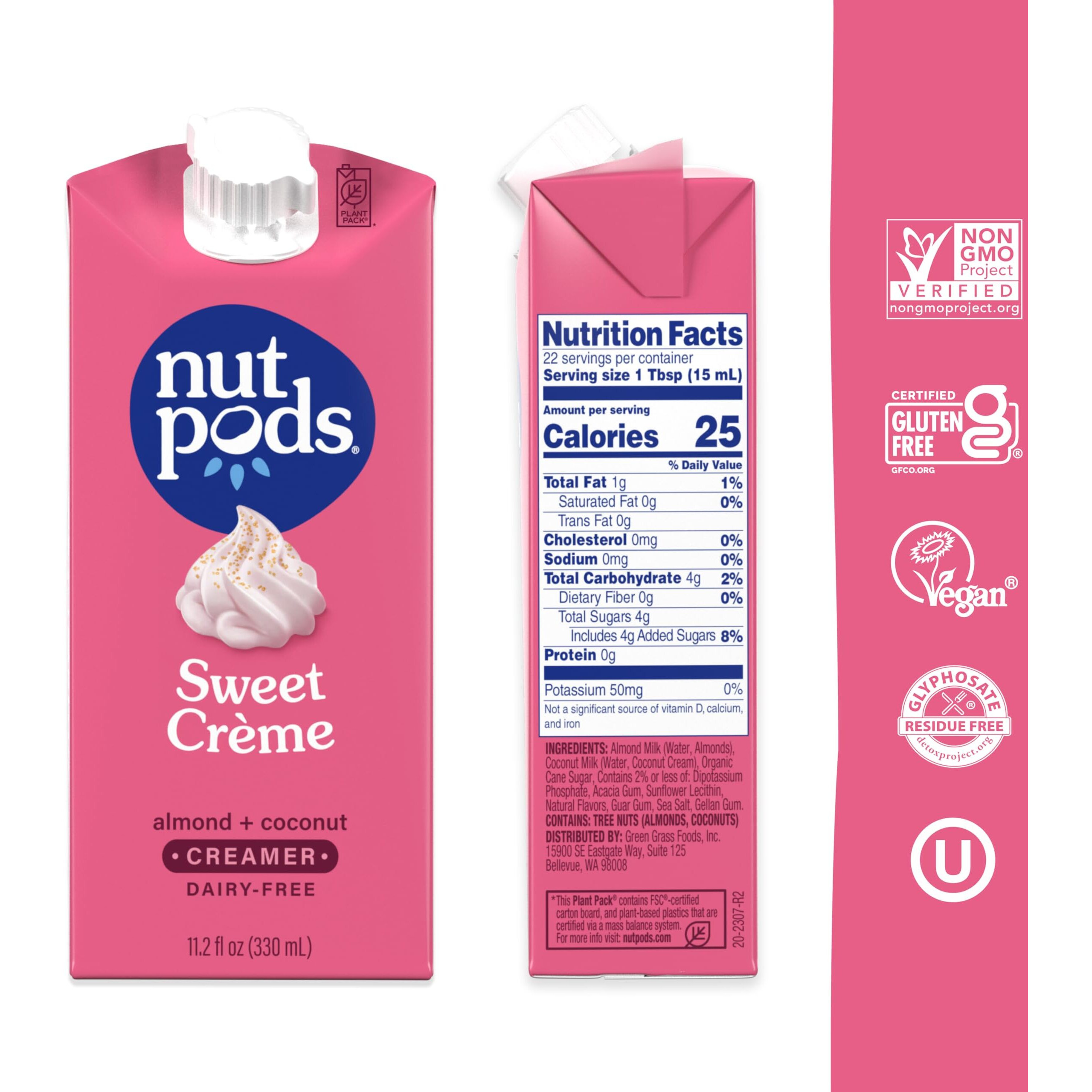 Nutpods Sweet Crme Non Dairy Coffee Creamer, Sweetened With Organic Cane Sugar, Made From Almonds And Coconuts, Gluten Free, Non-Gmo, Vegan, Kosher, Plant Based (3-Pack)