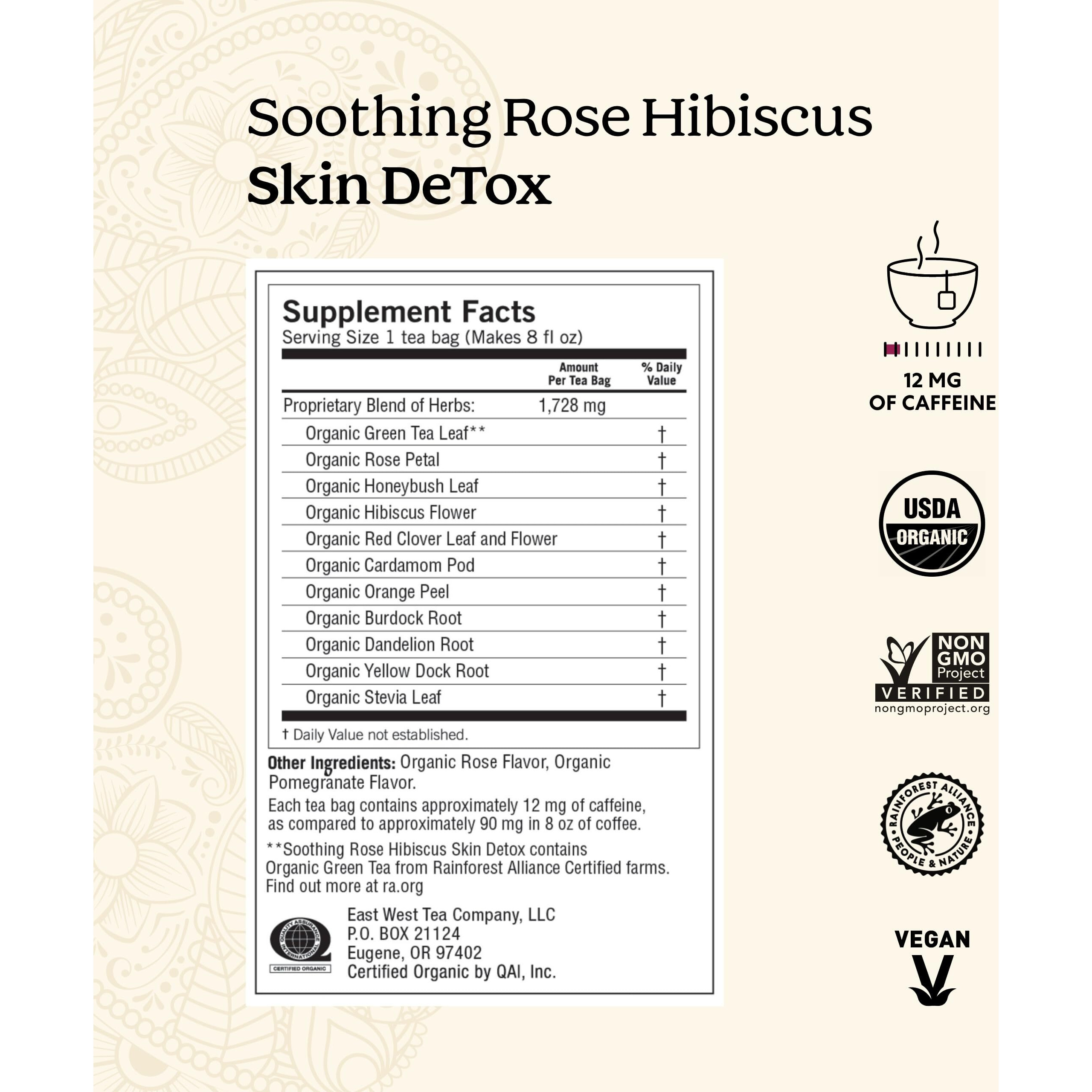 Yogi Tea Soothing Rose Hibiscus Skin Detox Tea - 16 Tea Bags Per Pack (4 Packs) - Organic Detox Tea To Support Skin Health - Includes Green Tea Leaf, Rose Petal, Honeybush Leaf, Hibiscus & More