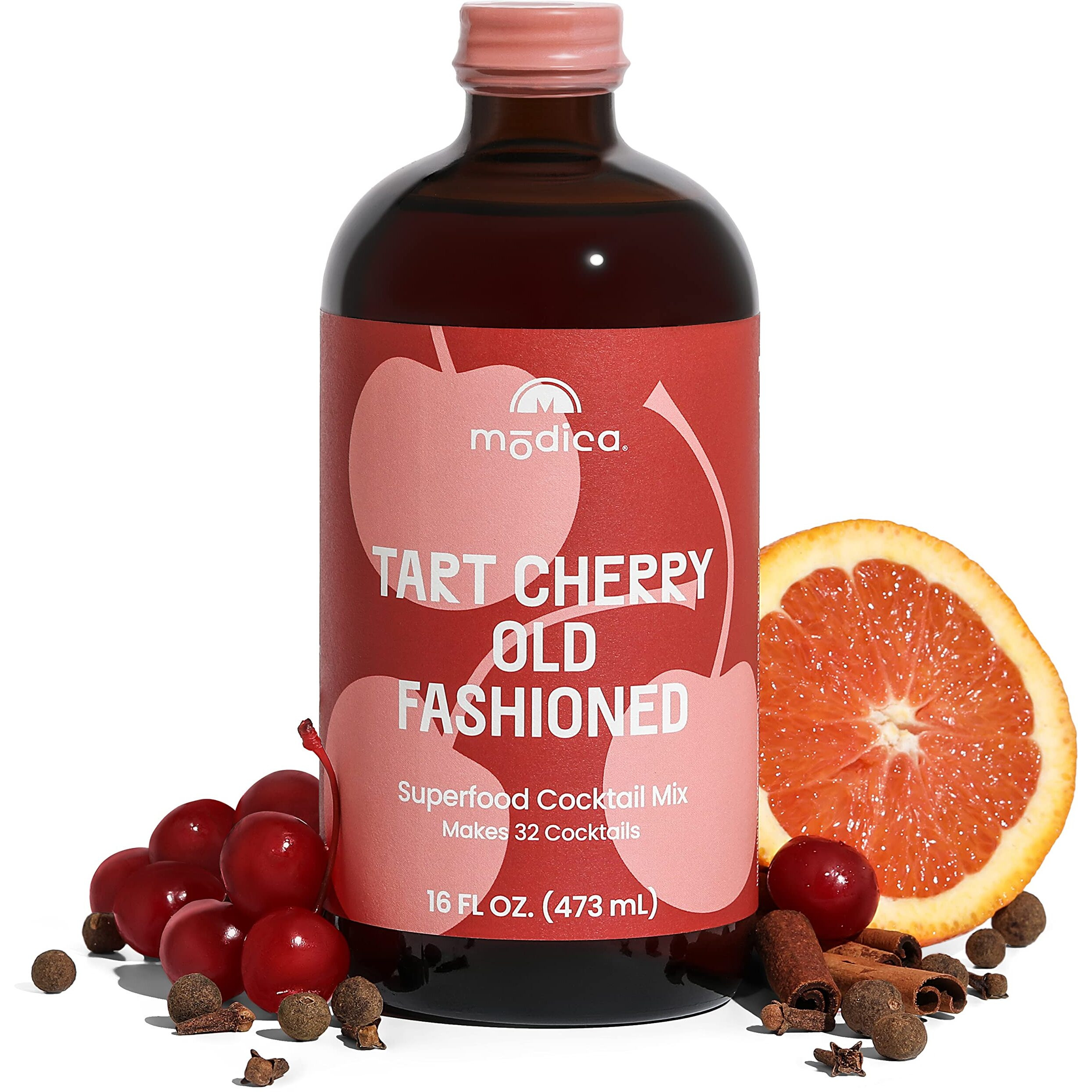 Modica Tart Cherry Old Fashioned - Premium Non-Alcoholic Cocktail & Mocktail Mixer (32 Servings) Created By Award-Winning Mixologist
