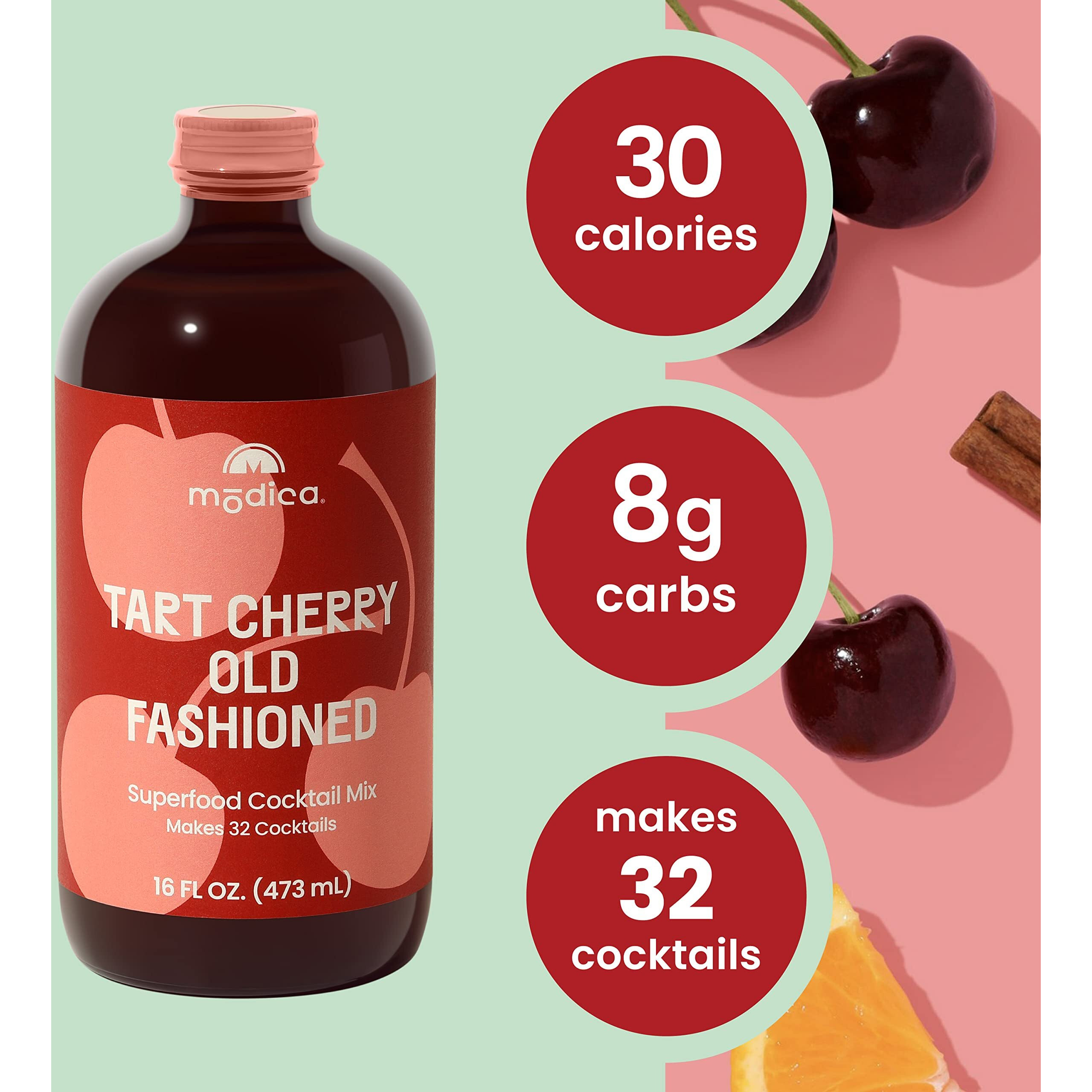 Modica Tart Cherry Old Fashioned - Premium Non-Alcoholic Cocktail & Mocktail Mixer (32 Servings) Created By Award-Winning Mixologist