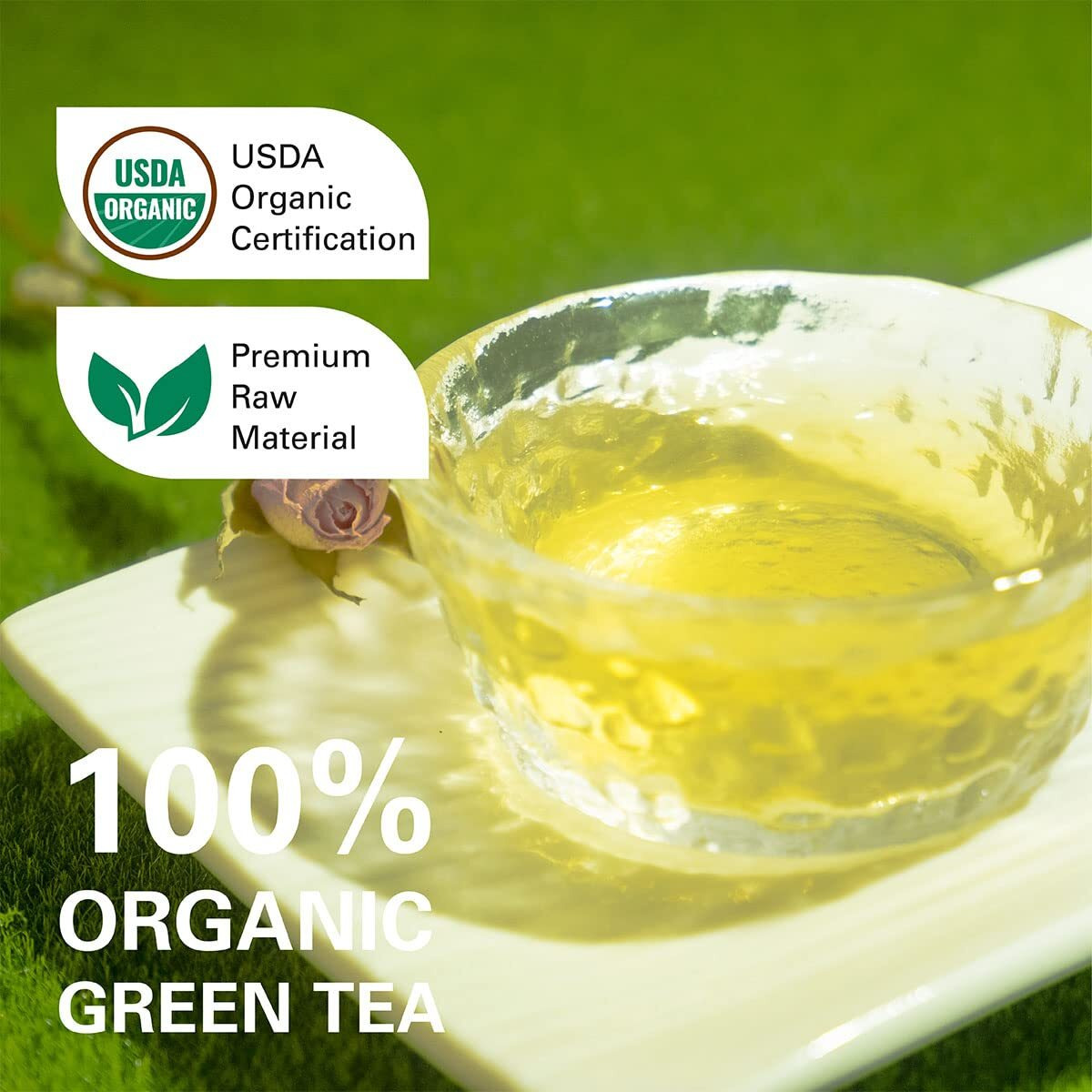 Wt Weetee Organic Green Tea Bags, Usda Organic Pure Green Tea 100 Count, Super Antioxidant | Resealable Kraft Bag | Brew Hot Or Iced