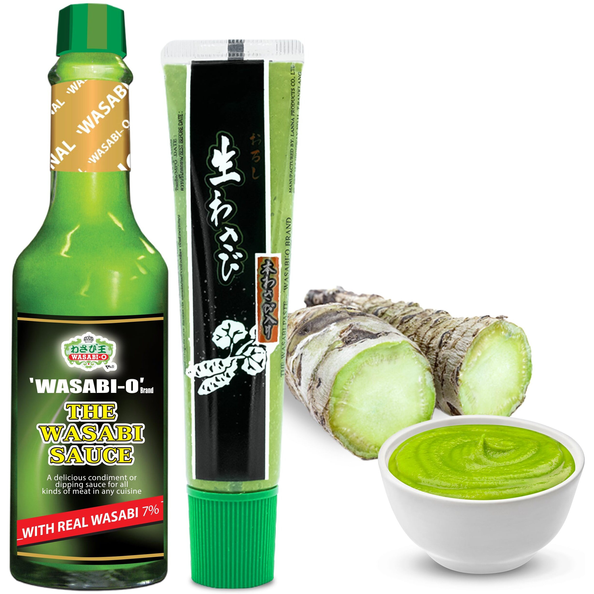 Wasabi O - Authentic Japanese Wasabi Sauce 62G & Wasabi Paste 43G Made With Fresh Real Wasabi - Japanese Organic Real & Fresh Hot Sauce Made With Premium Wasabi Root, Wasabi Sauce For Sushi & Salad
