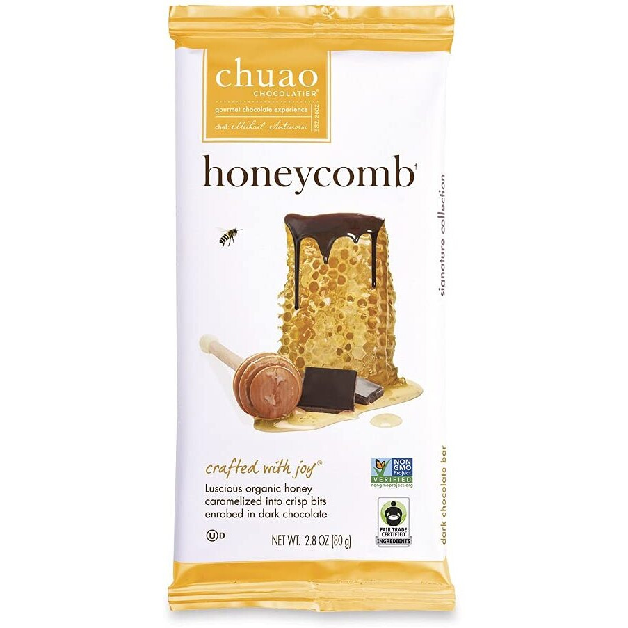 Chuao Chocolatier Honeycomb Dark Chocolate Bars | Gourmet Chocolate Honey Artisan European No Preservatives | For Gift Baskets, Christmas, Valentines Day, Gifts For Women, Men, Birthday, Thank You, Care Package | 3 Pack