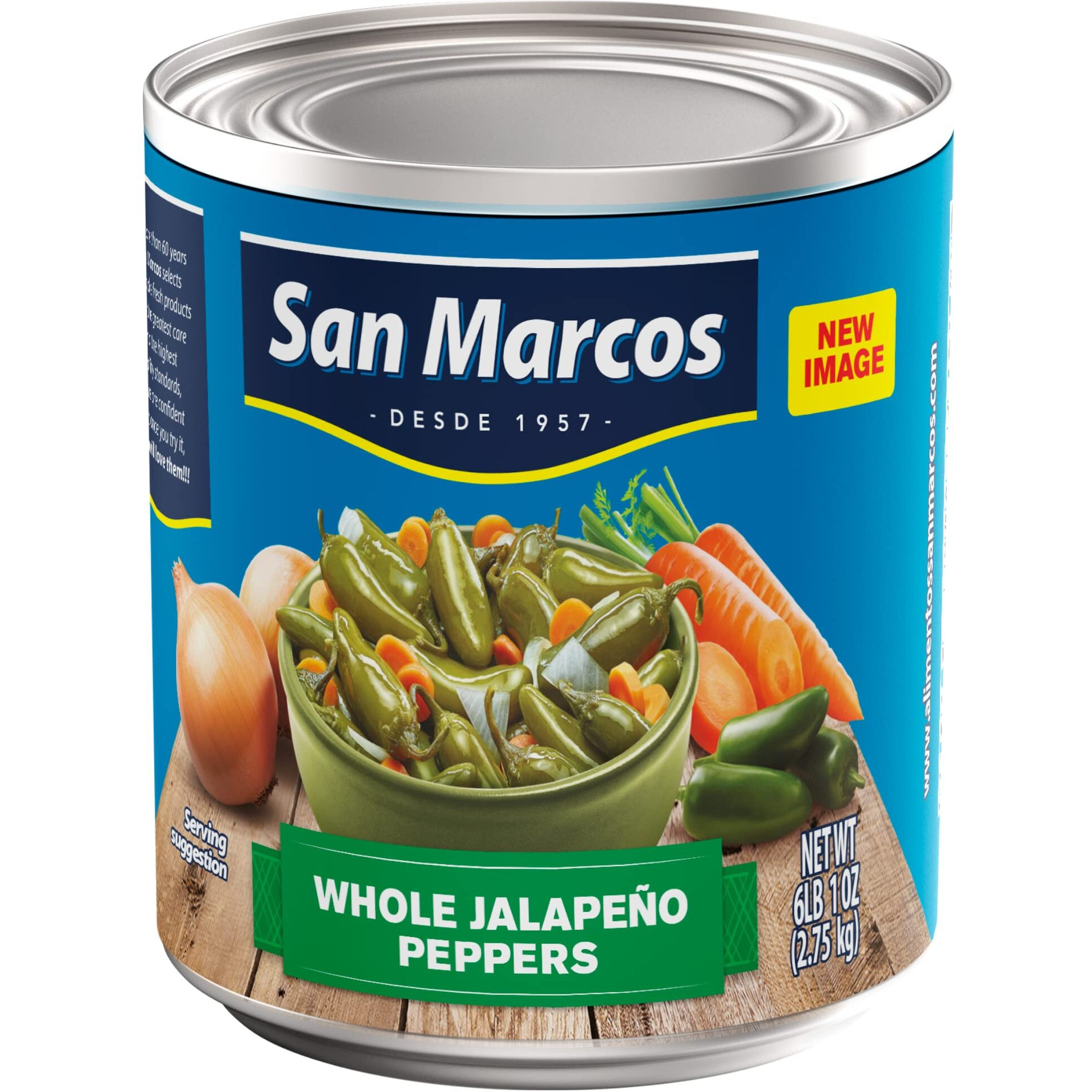 San Marcos Whole Jalapenos, 6 Lb, 97 Oz, Carefully Handpicked Whole Jalapeos Peppers