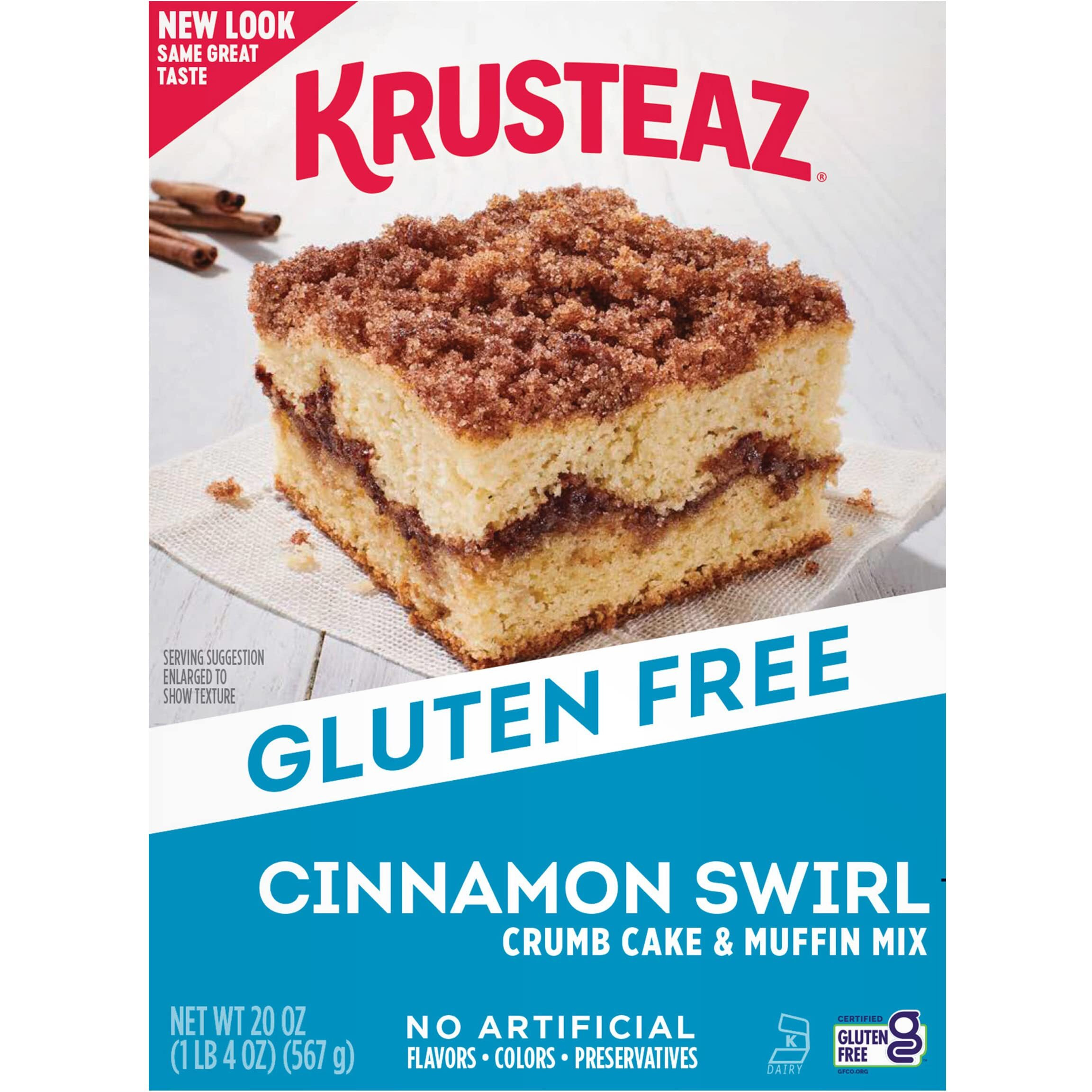 Krusteaz Gluten Free Baking Mix, Cinnamon Swirl Crumb Cake & Muffin Mix, Gluten Free With No Artificial Flavors, Colors Or Preservatives, 20 Ounce (Pack Of 2)